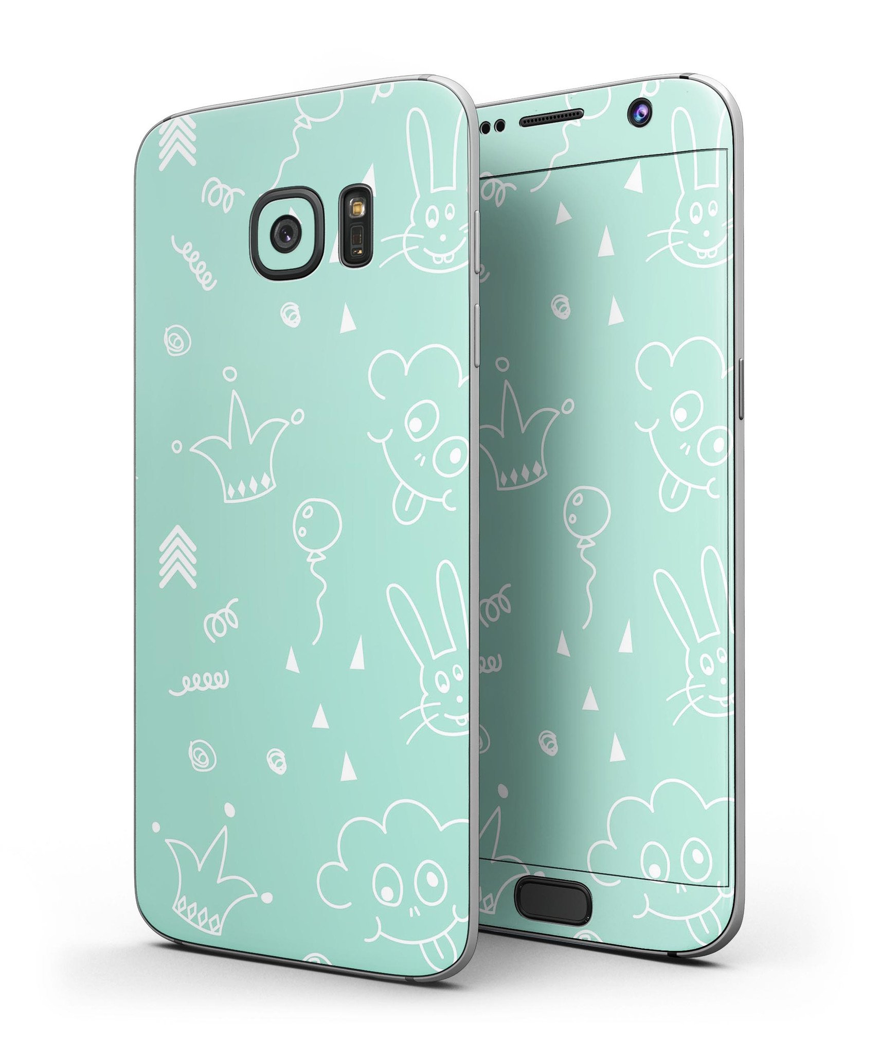 Teal Joker Mint Pattern Full Body Skin-Kit for Samsung Galaxy S7, showcasing vibrant colors and sleek design.