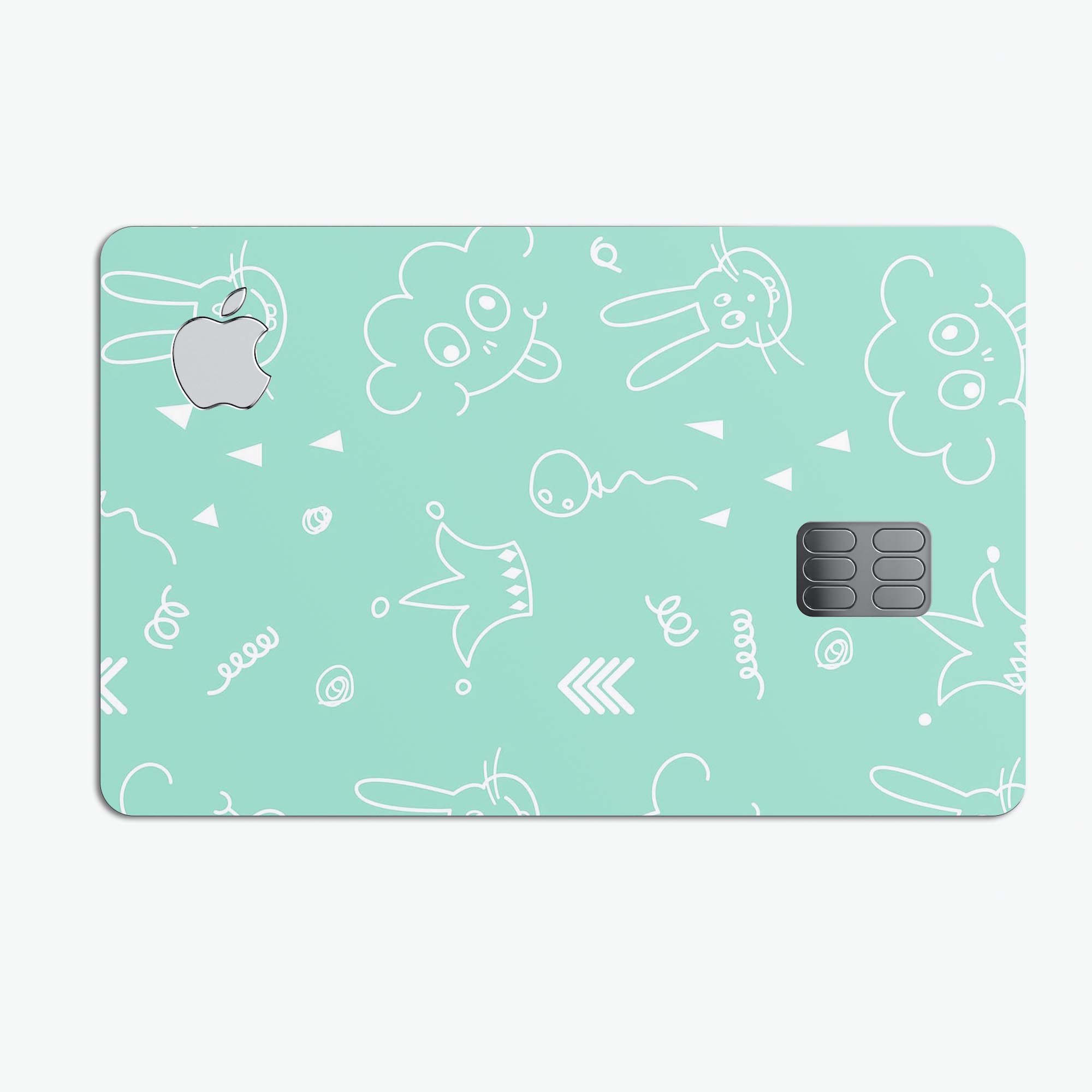 Teal Joker Mint Pattern skin applied to an Apple Card, showcasing vibrant colors and a sleek design.