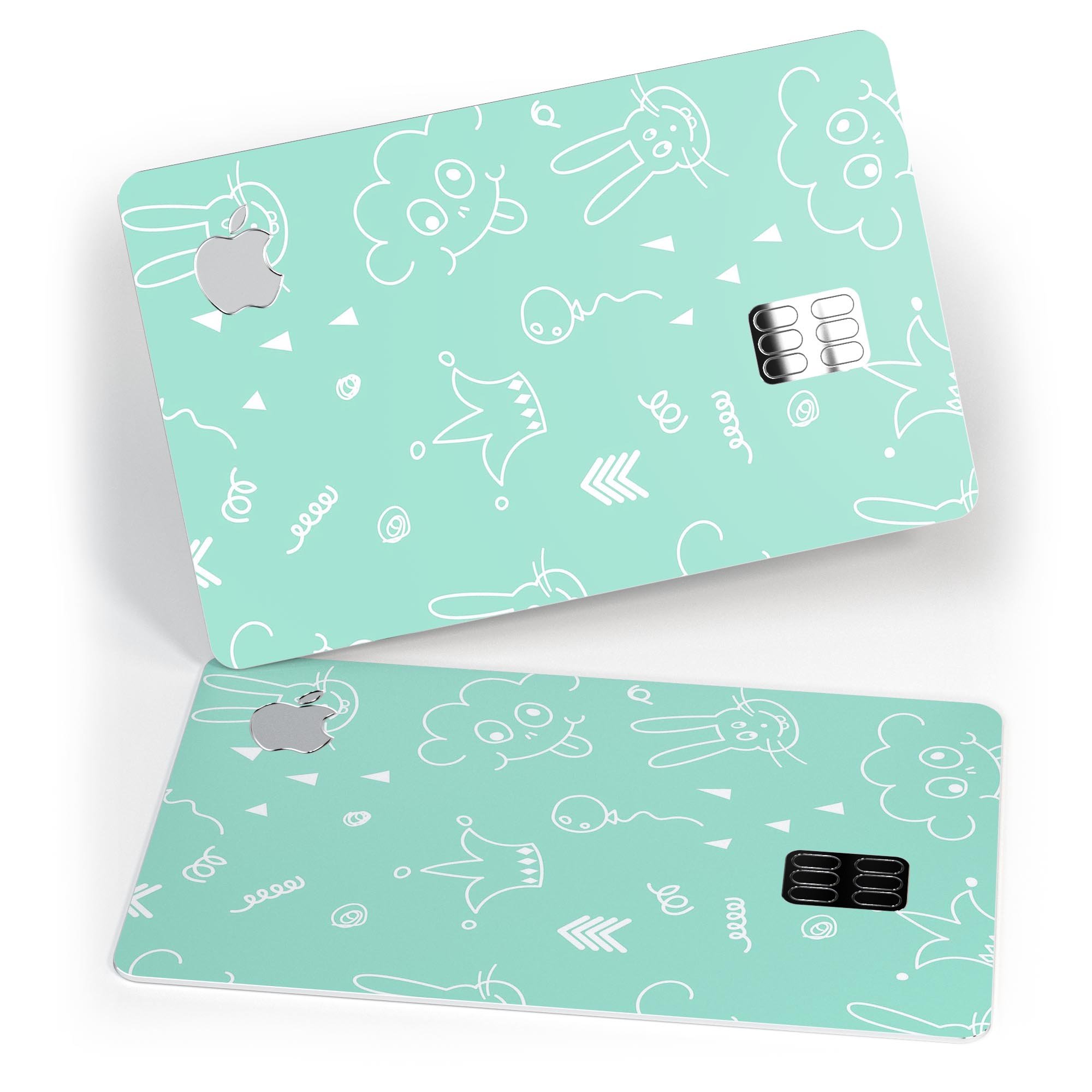 Teal Joker Mint Pattern skin applied to an Apple Card, showcasing vibrant colors and a sleek design.