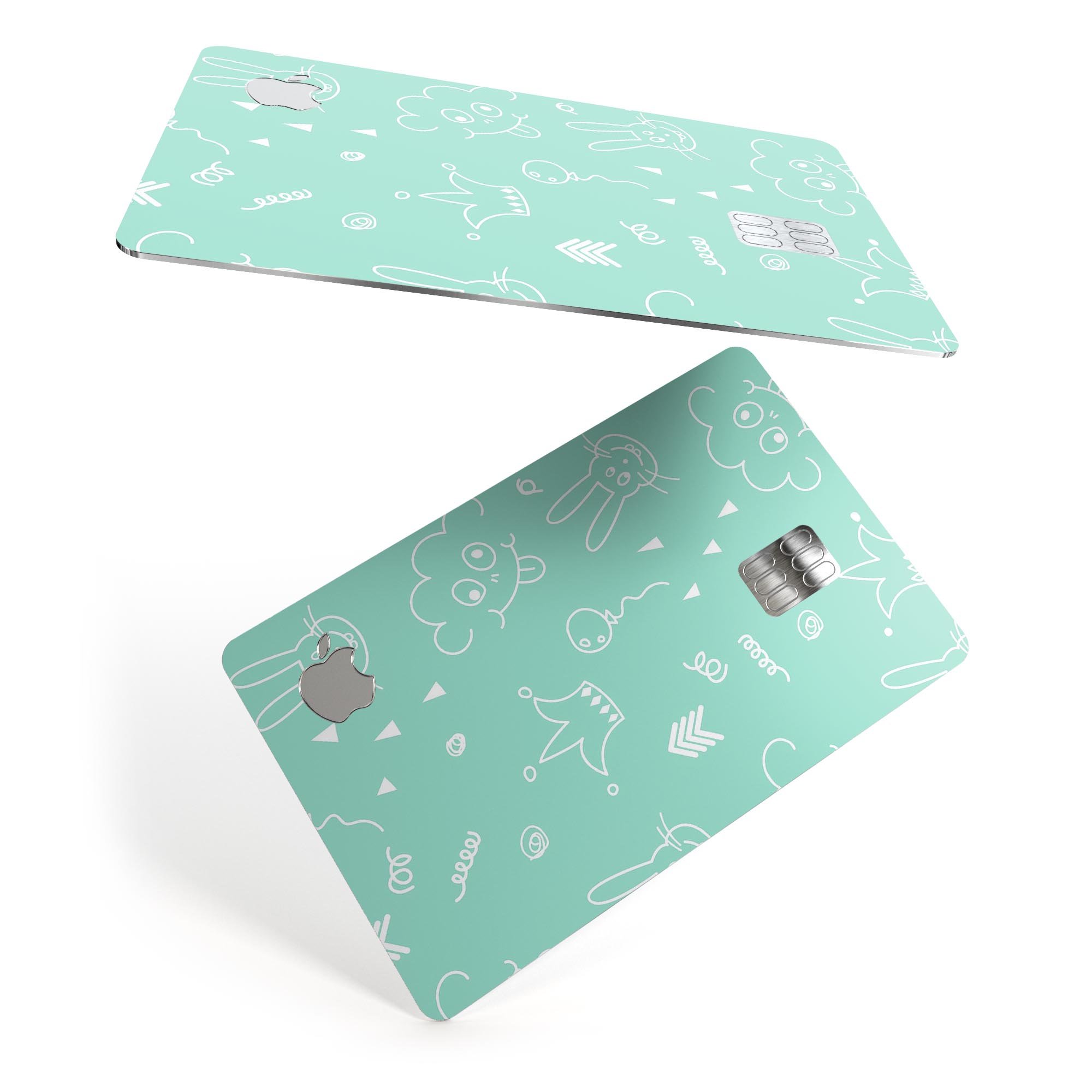 Teal Joker Mint Pattern skin applied to an Apple Card, showcasing vibrant colors and a sleek design.