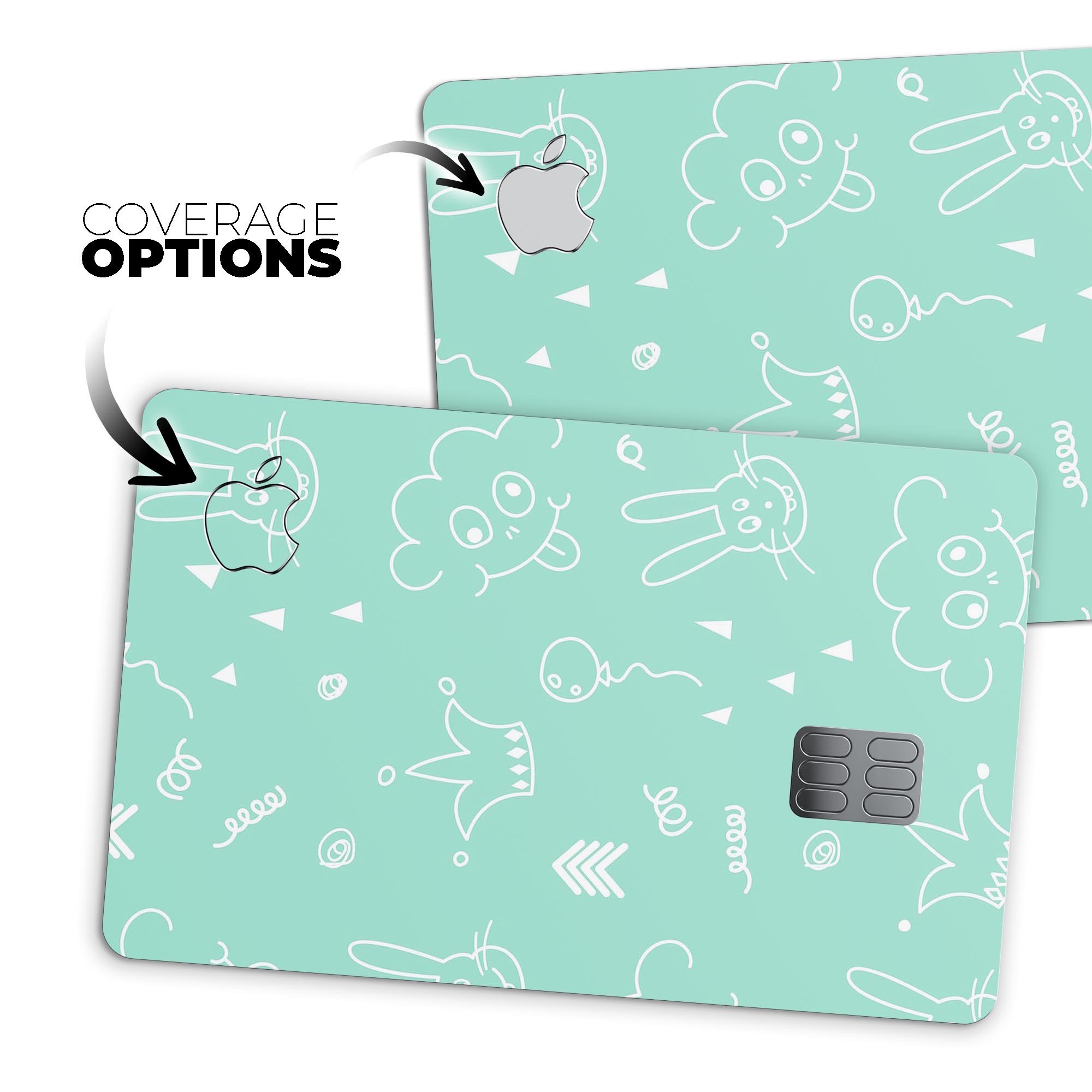 Teal Joker Mint Pattern skin applied to an Apple Card, showcasing vibrant colors and a sleek design.