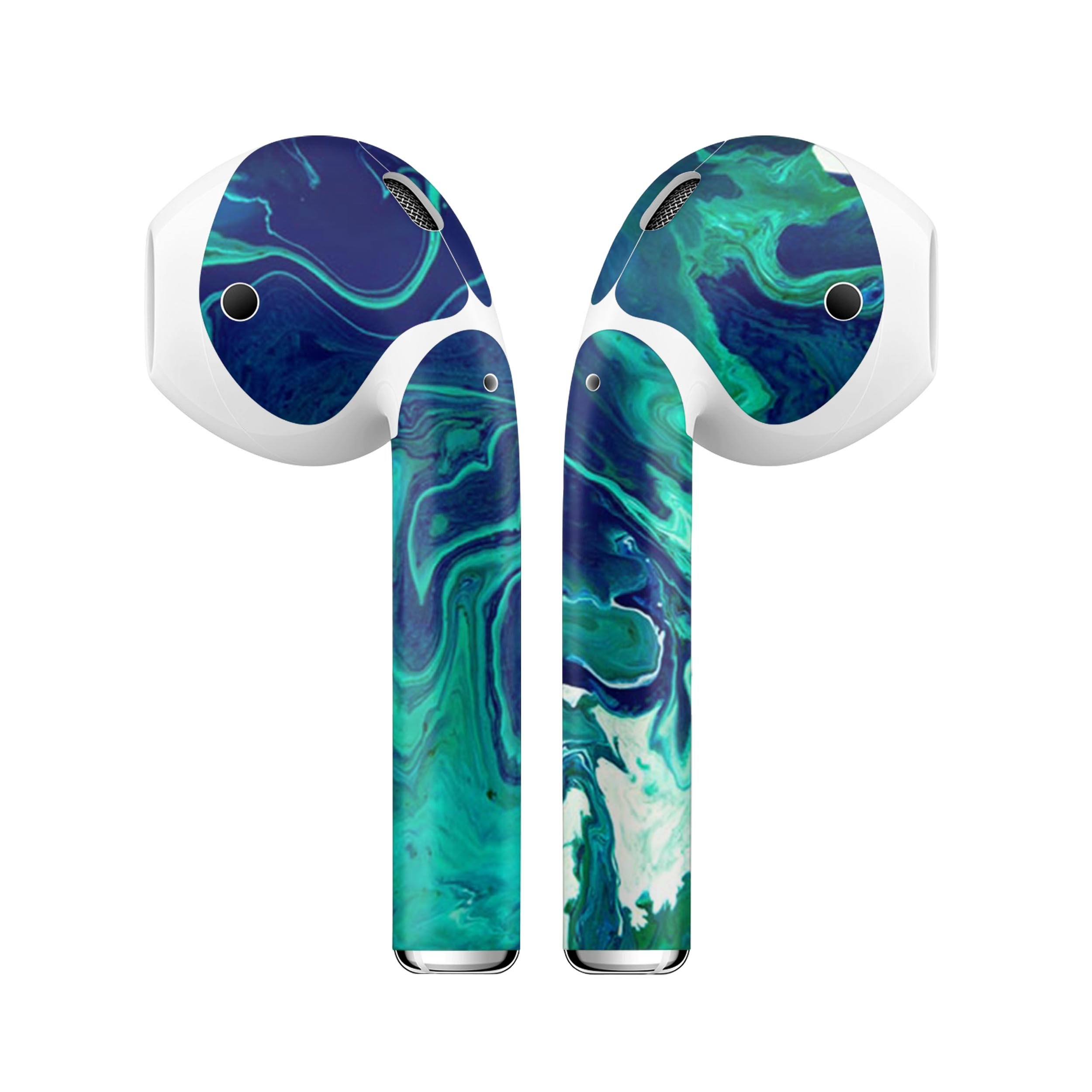 Teal Oil Mixture skin decal wrap kit for Apple AirPods, showcasing vibrant colors and high-quality finish.