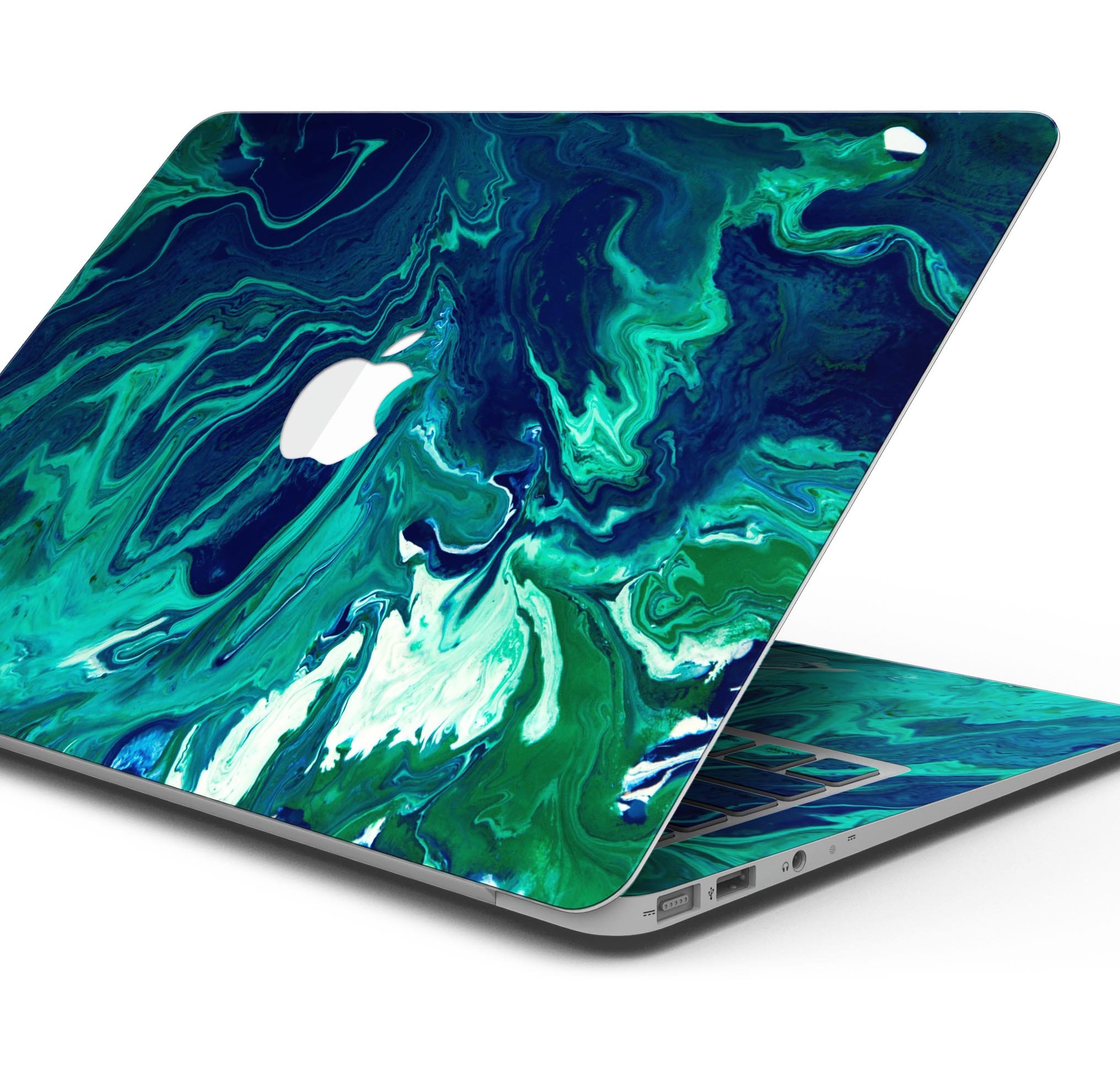 Teal Oil Mixture Skin Decal Wrap Kit for Apple MacBook, showcasing a sleek design and premium vinyl material.