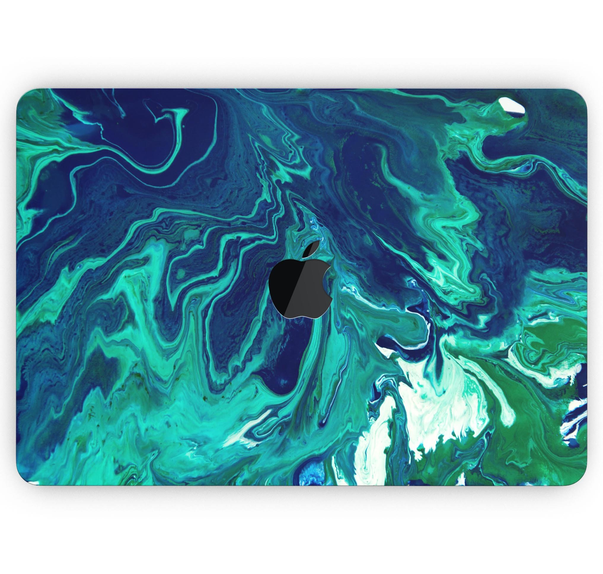 Teal Oil Mixture Skin Decal Wrap Kit for Apple MacBook, showcasing a sleek design and premium vinyl material.