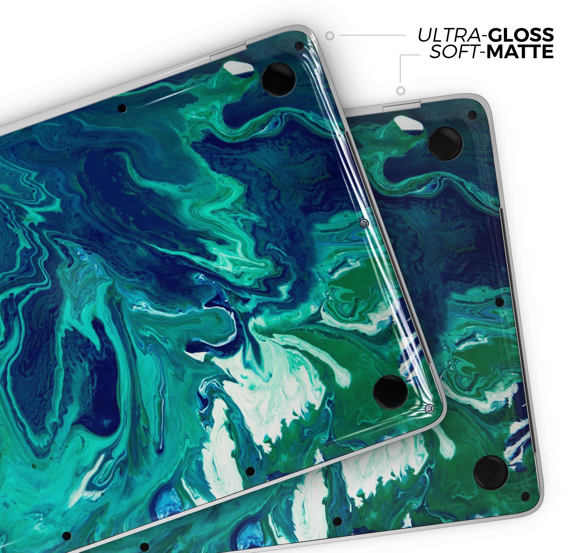 Teal Oil Mixture Skin Decal Wrap Kit for Apple MacBook, showcasing a sleek design and premium vinyl material.