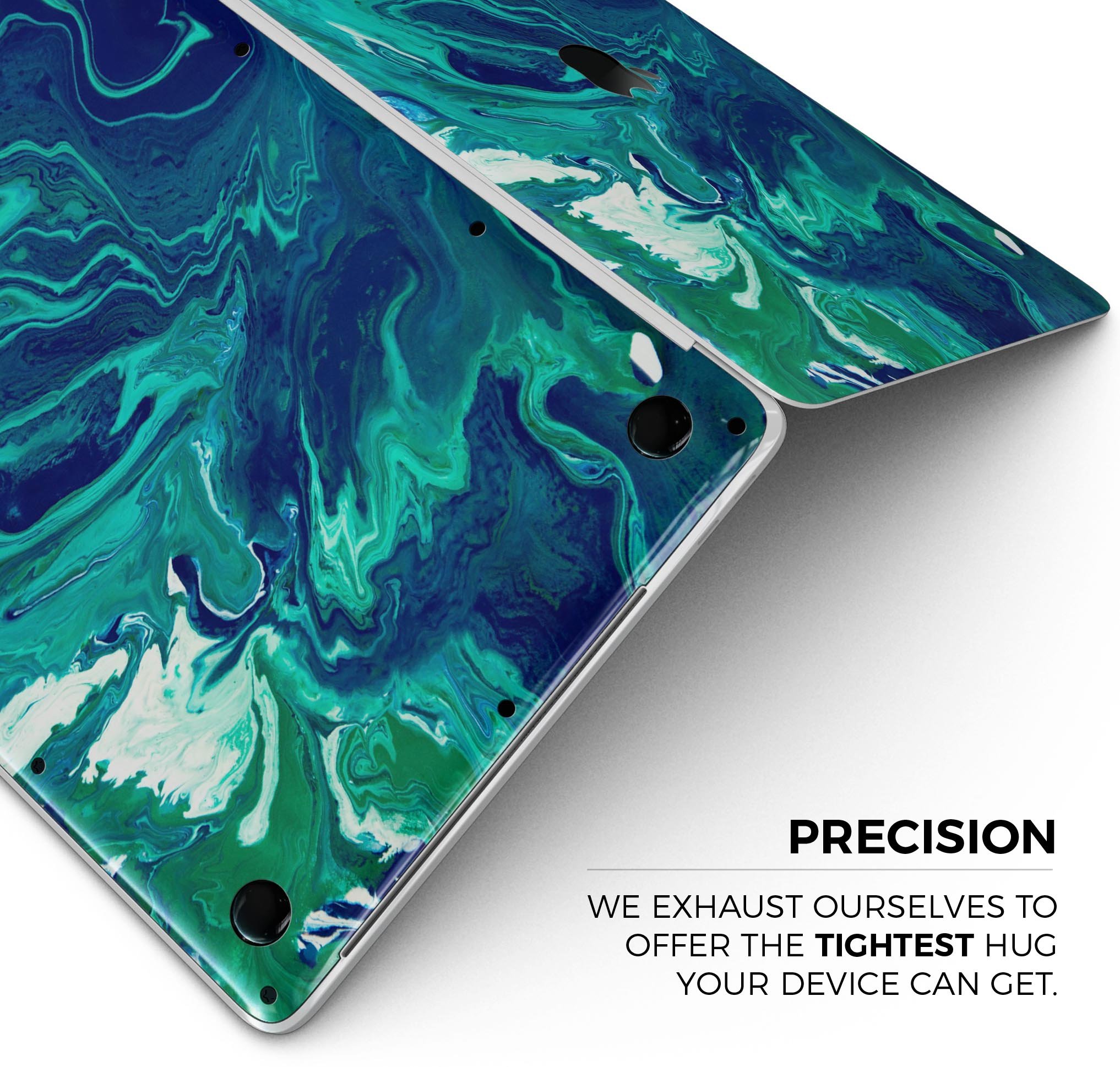 Teal Oil Mixture Skin Decal Wrap Kit for Apple MacBook, showcasing a sleek design and premium vinyl material.