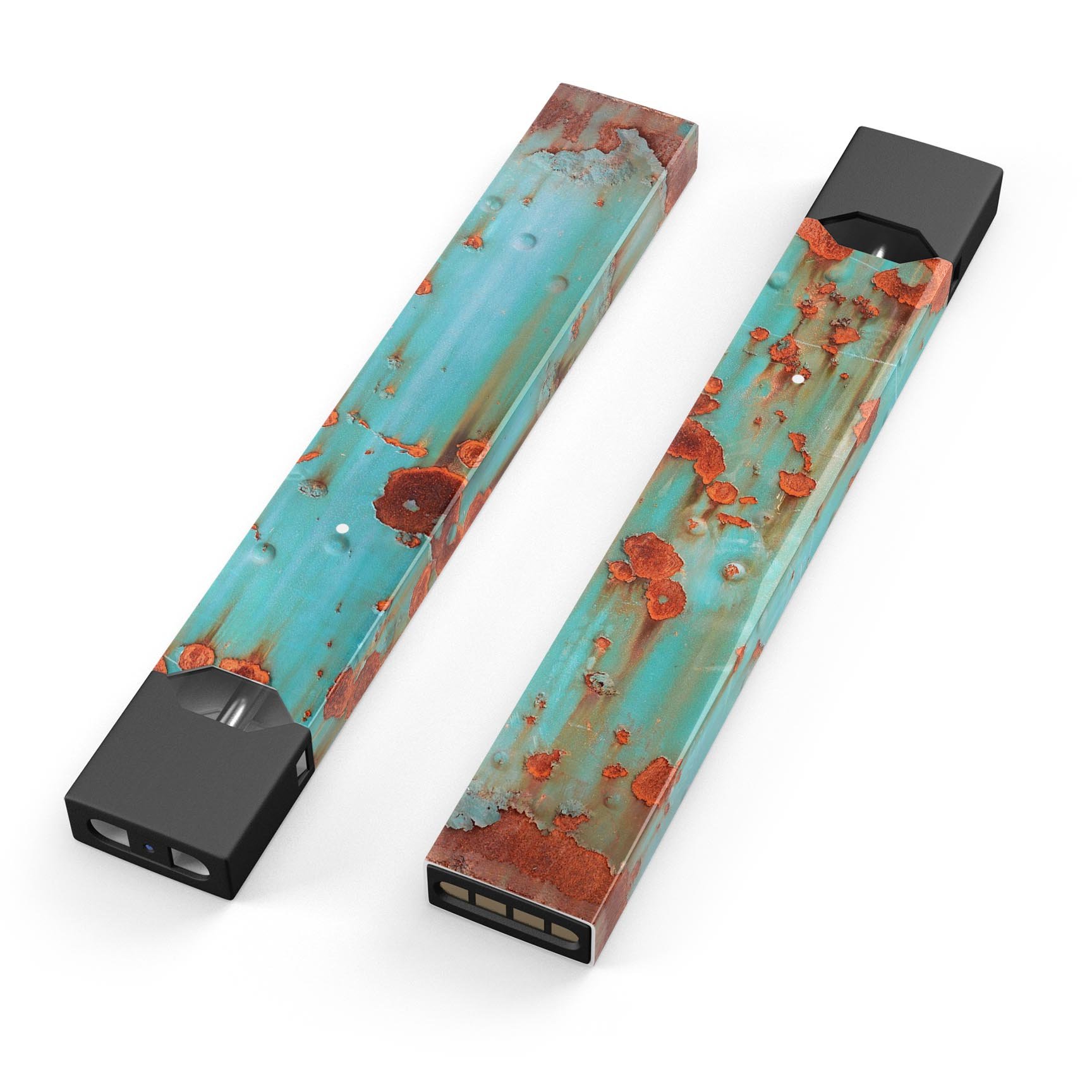 Teal Painted Rustic Metal skin-wrap sticker designed for JUUL vaping device, showcasing a stylish and protective design.