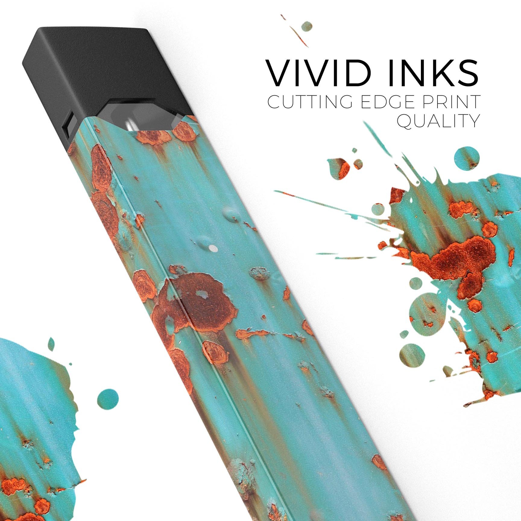 Teal Painted Rustic Metal skin-wrap sticker designed for JUUL vaping device, showcasing a stylish and protective design.