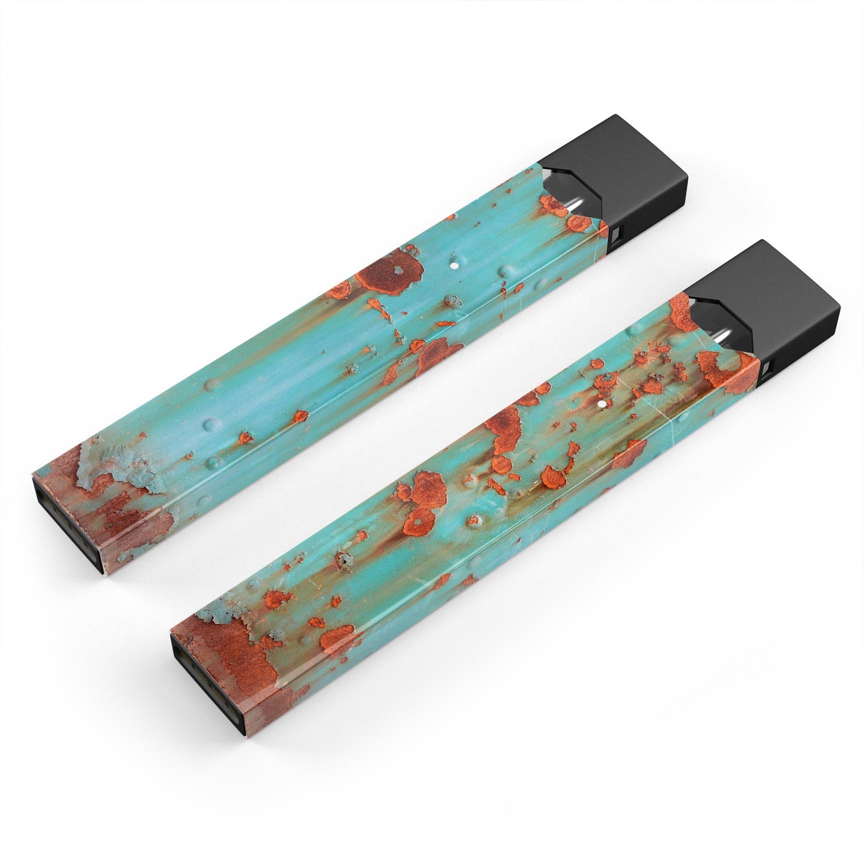 Teal Painted Rustic Metal skin-wrap sticker designed for JUUL vaping device, showcasing a stylish and protective design.