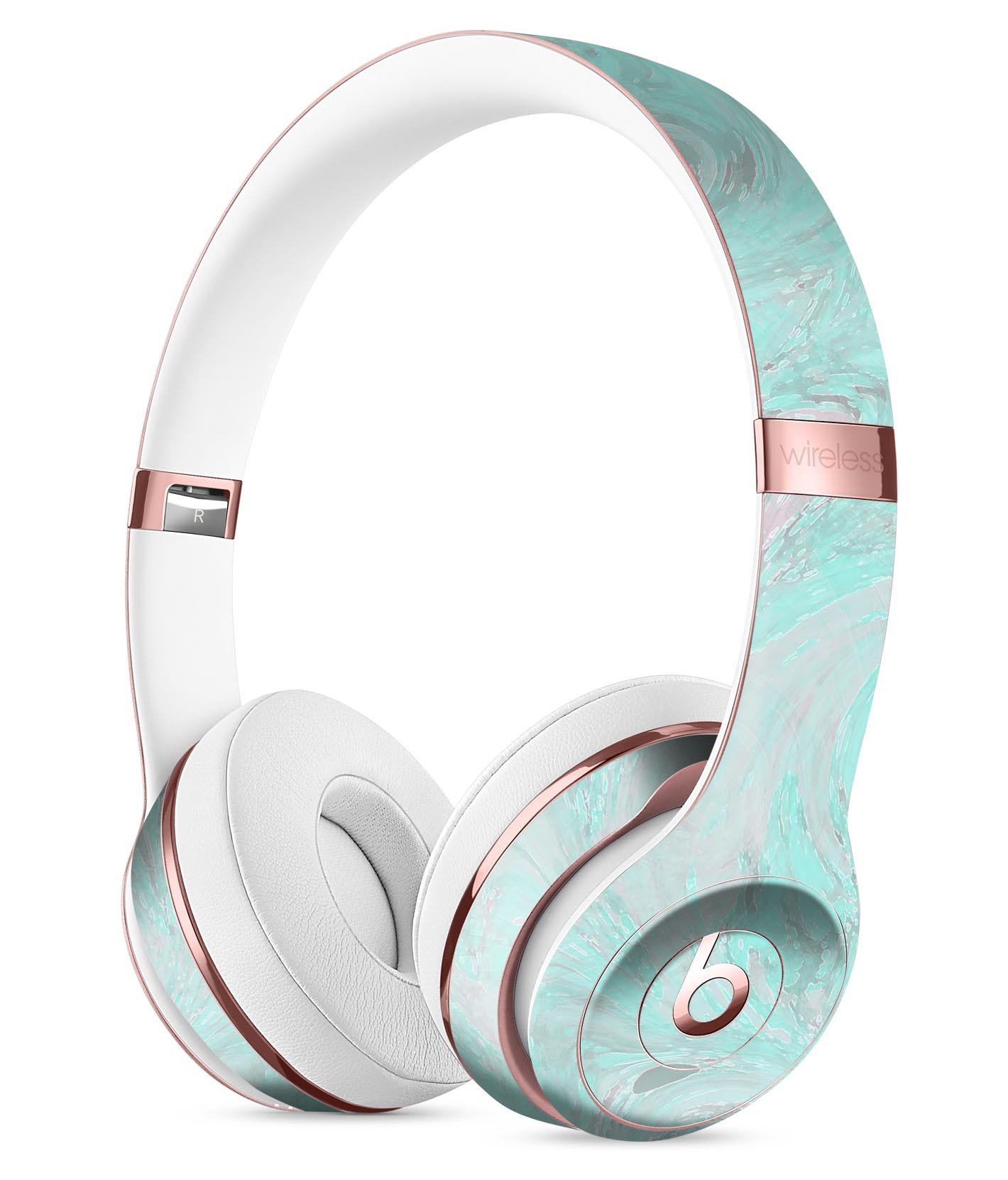 Teal Slate Marble Skin Kit for Beats by Dre Solo 3 Wireless Headphones, showcasing a stylish design and premium vinyl material.