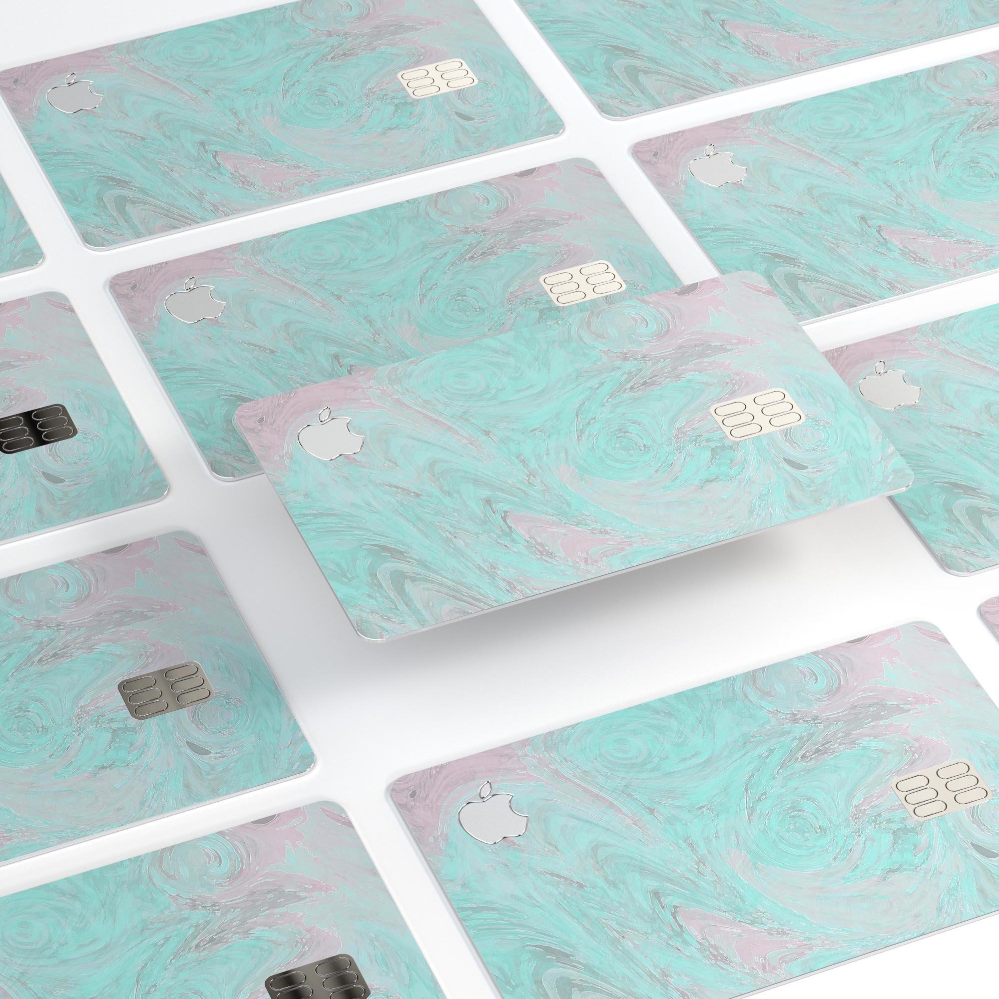 Teal Slate Marble Surface V23 skin applied on an Apple Card, showcasing its premium design and protective features.