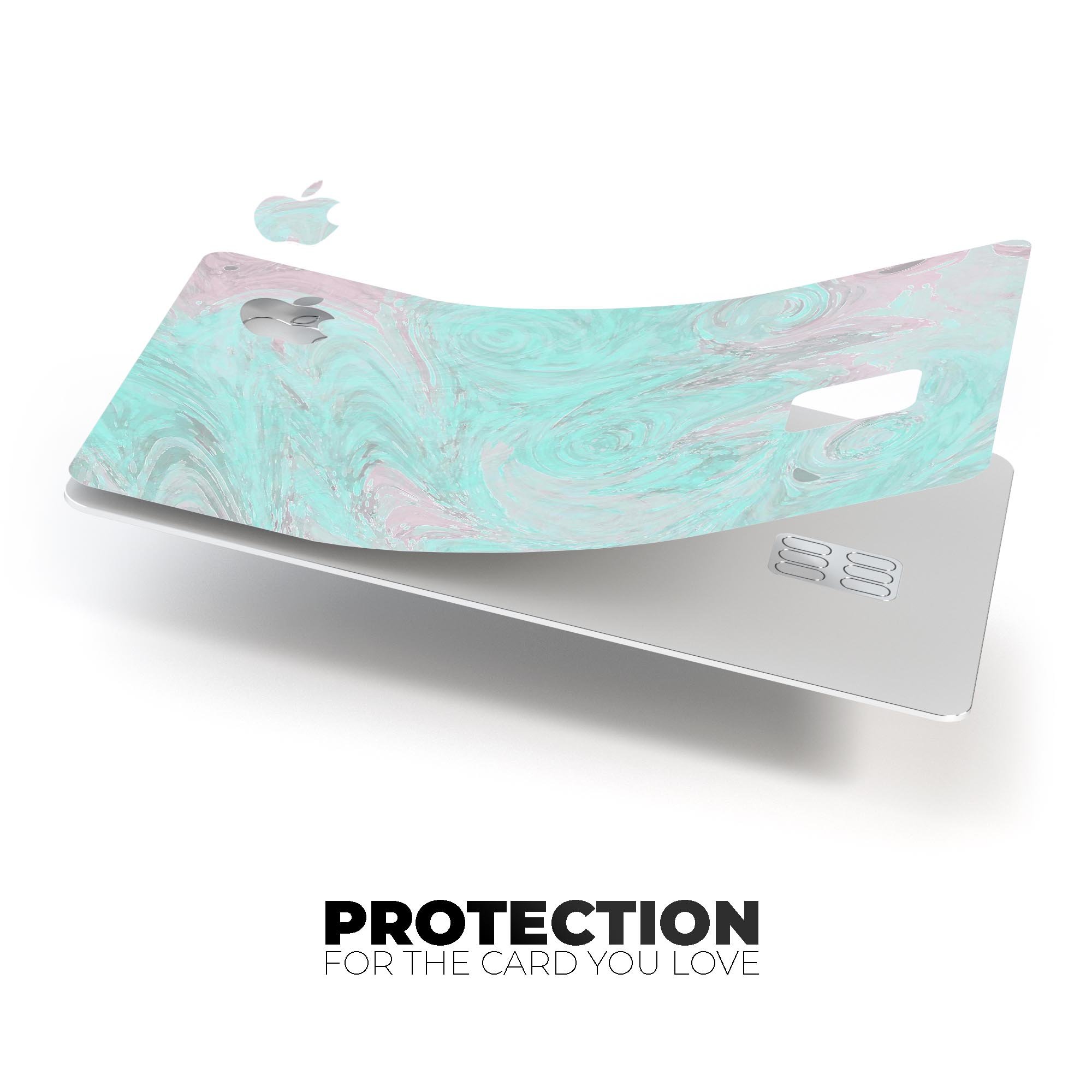 Teal Slate Marble Surface V23 skin applied on an Apple Card, showcasing its premium design and protective features.