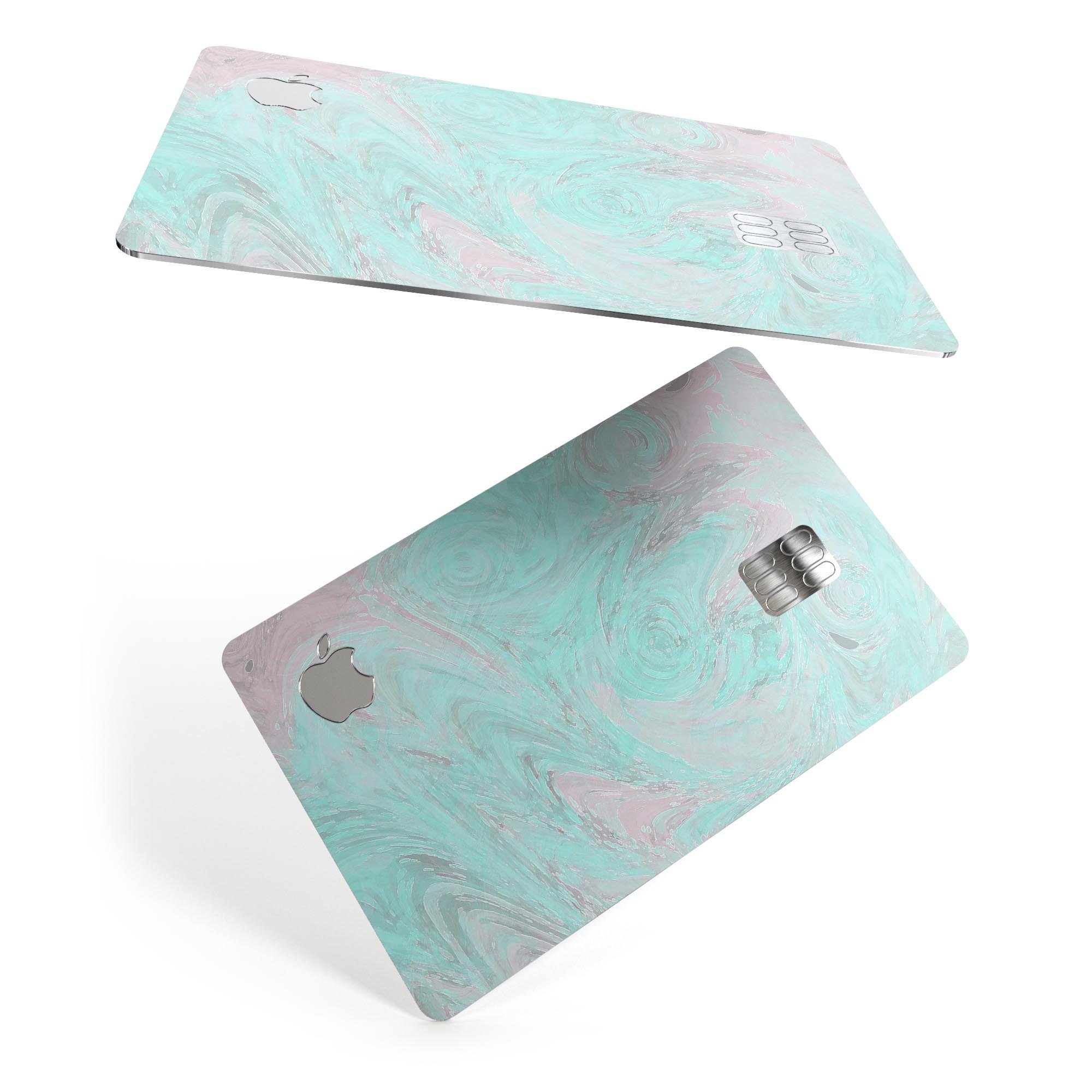 Teal Slate Marble Surface V23 skin applied on an Apple Card, showcasing its premium design and protective features.