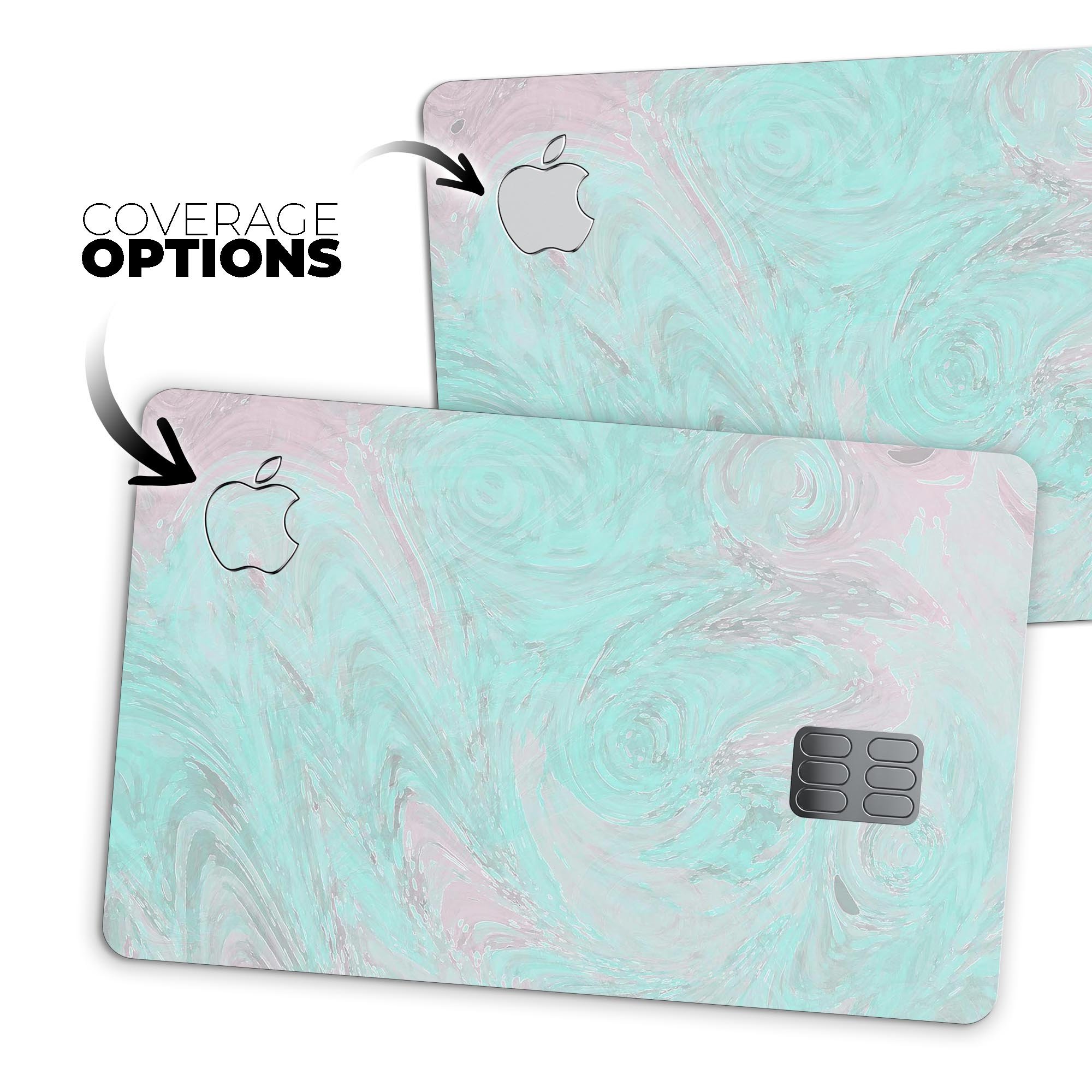 Teal Slate Marble Surface V23 skin applied on an Apple Card, showcasing its premium design and protective features.