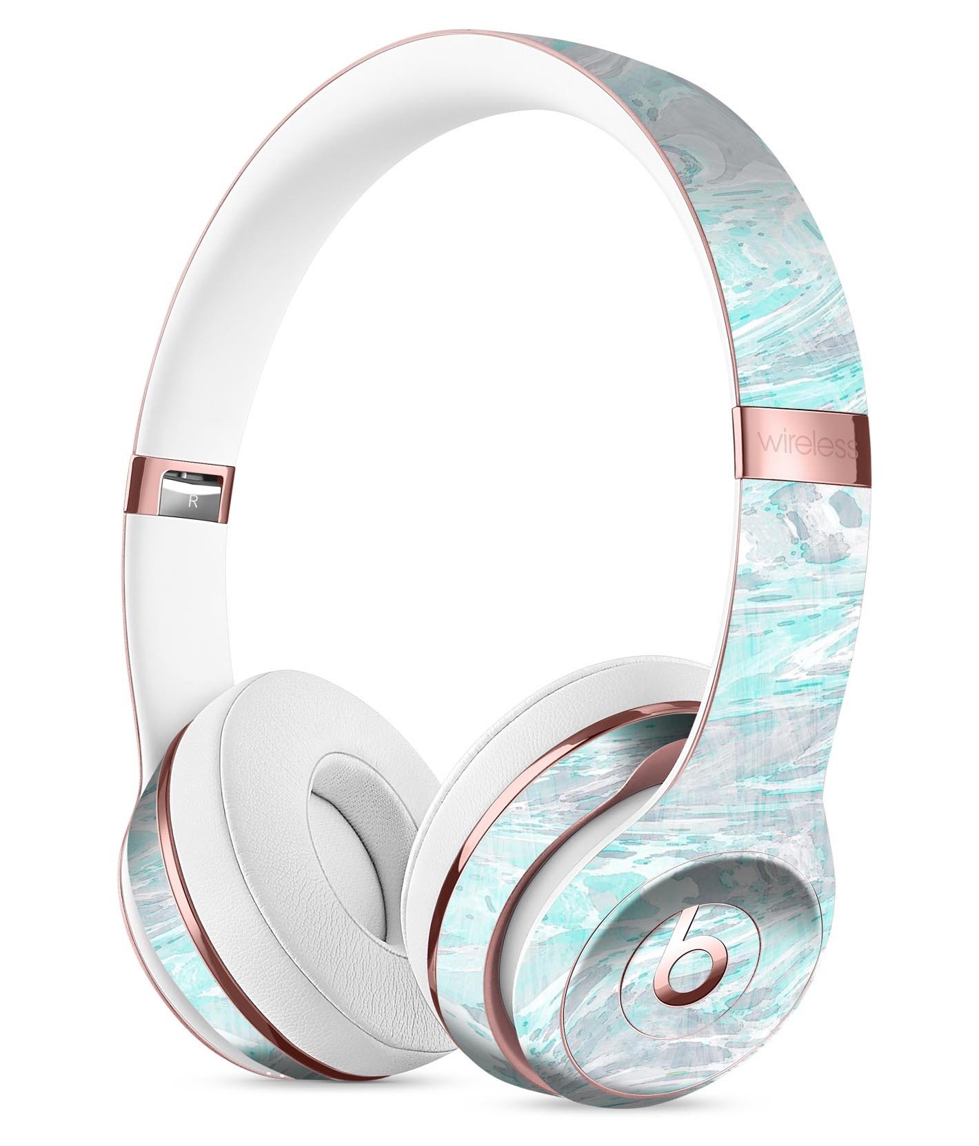 Teal Slate Marble Skin Kit for Beats by Dre Solo 3 Wireless Headphones, showcasing a stylish design and premium vinyl material.