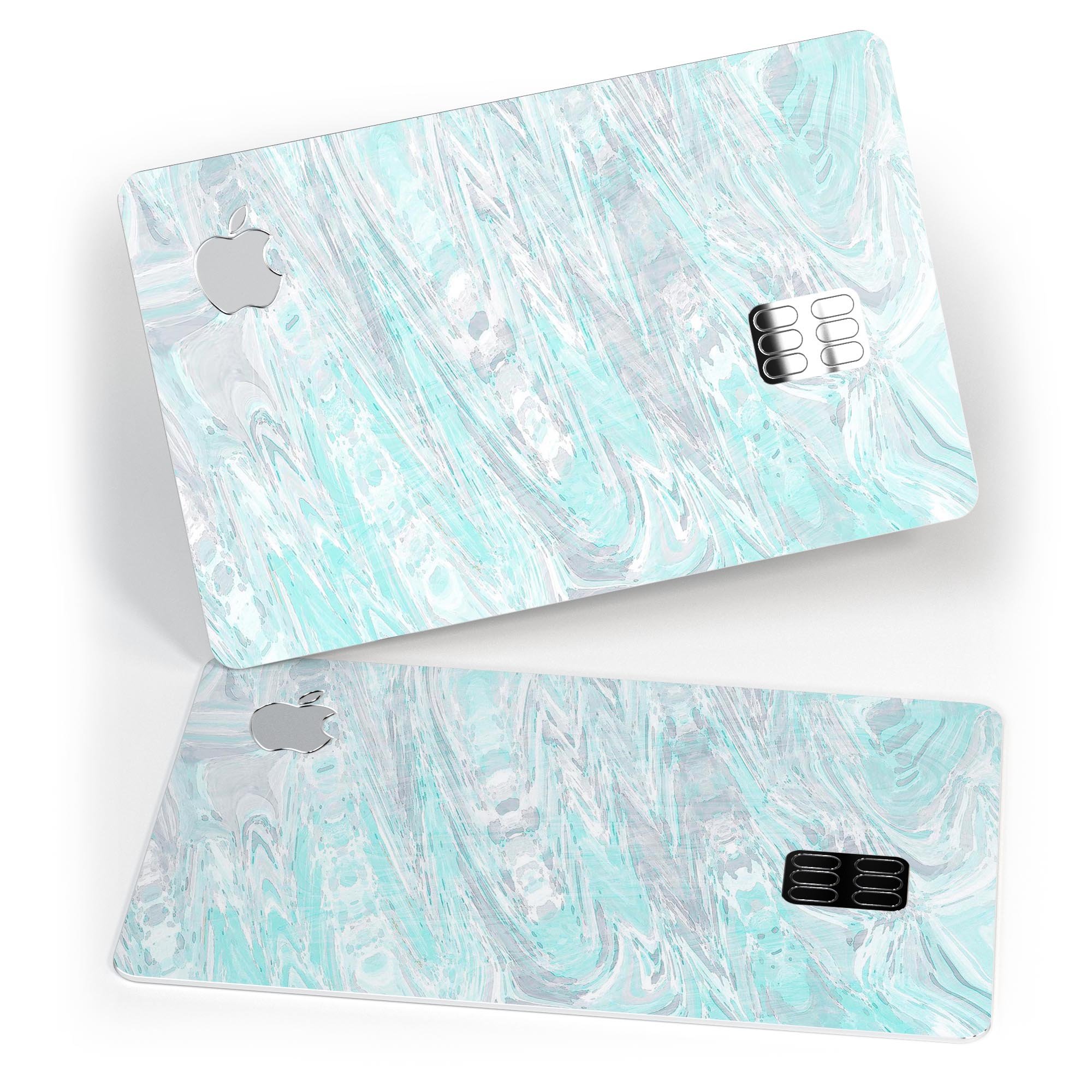 Teal Slate Marble Surface V39 decal skin applied on an Apple Card, showcasing its premium design and protective features.