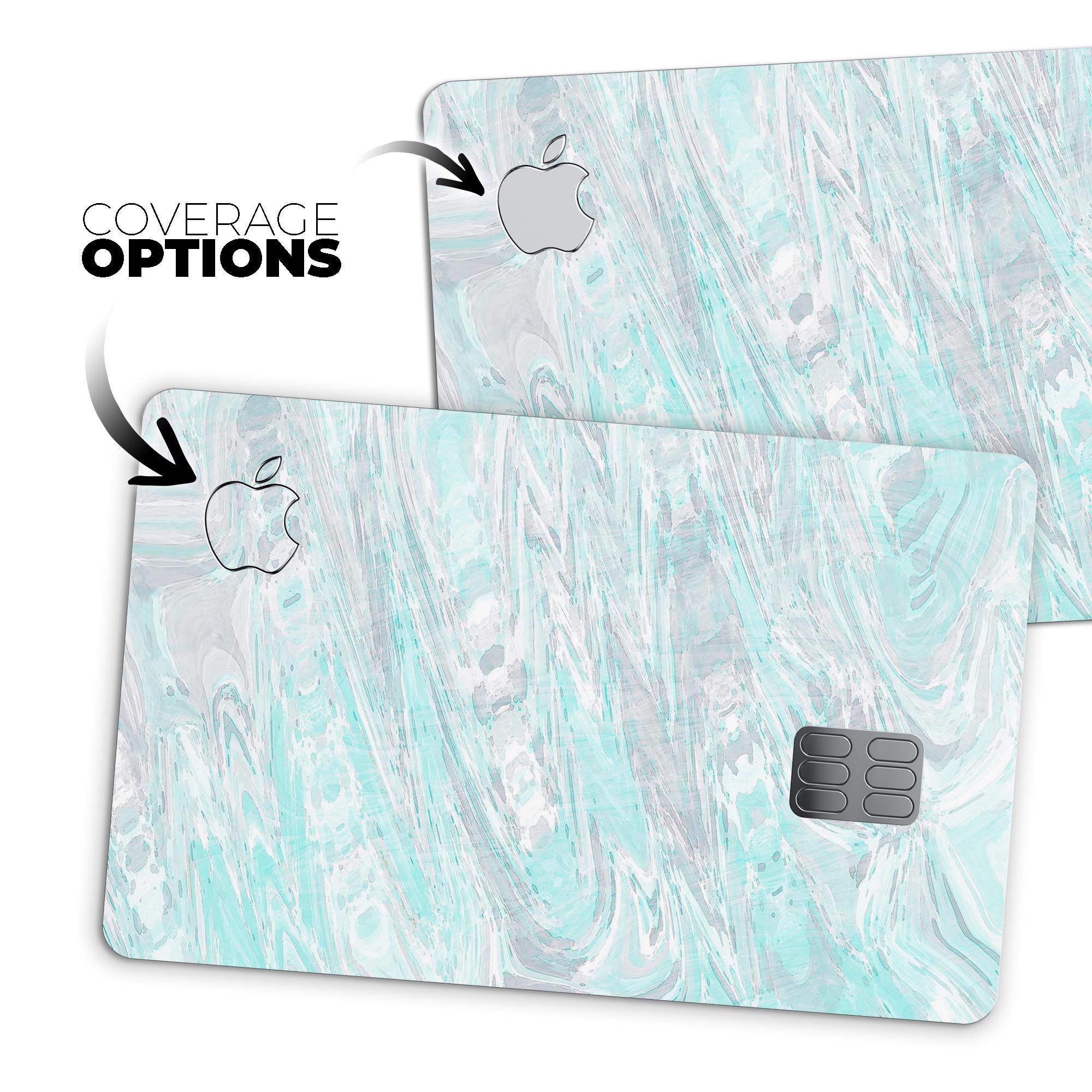 Teal Slate Marble Surface V39 decal skin applied on an Apple Card, showcasing its premium design and protective features.