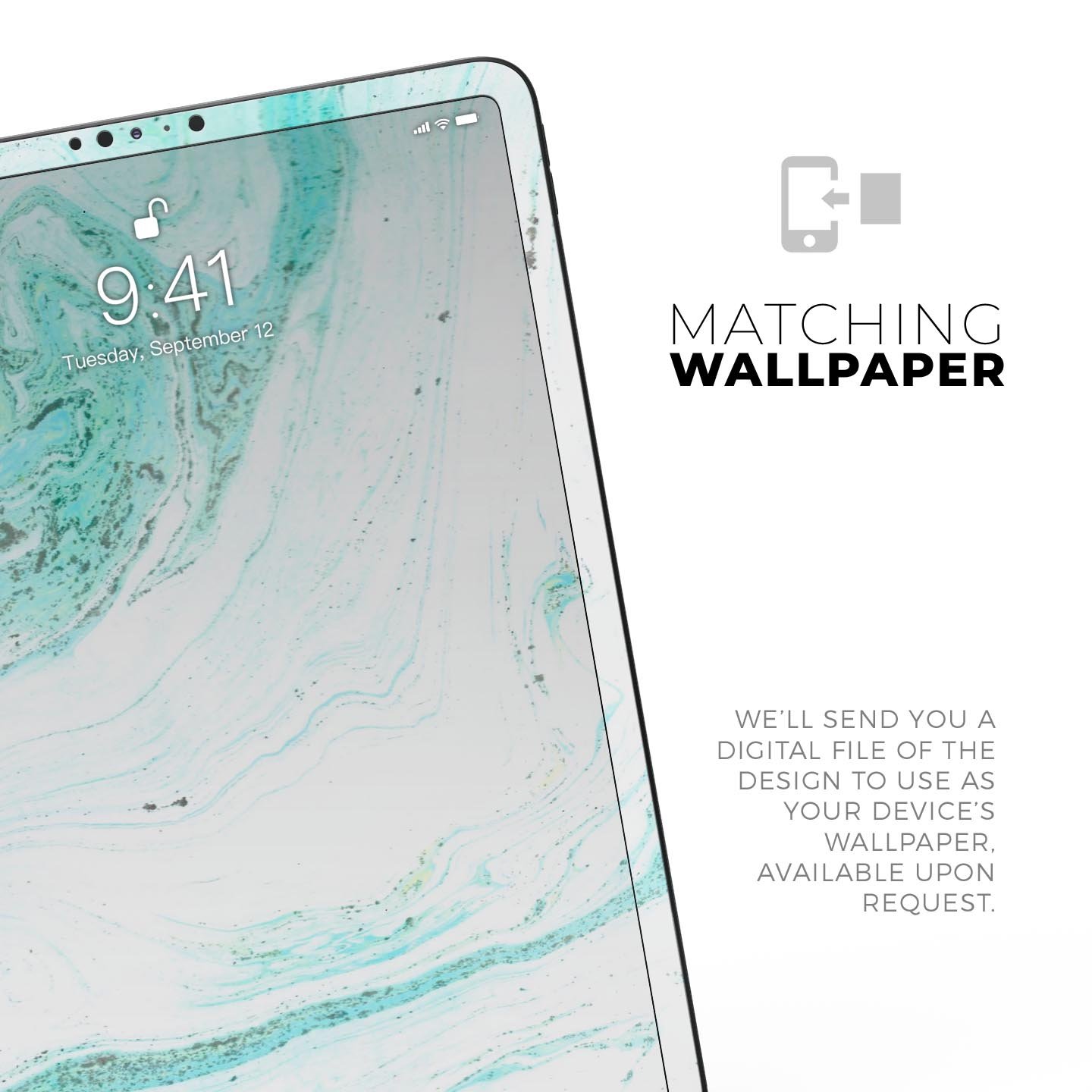 Teal v4 Textured Marble skin decal for Apple iPad Pro, showcasing a stylish marble design with a smooth finish.