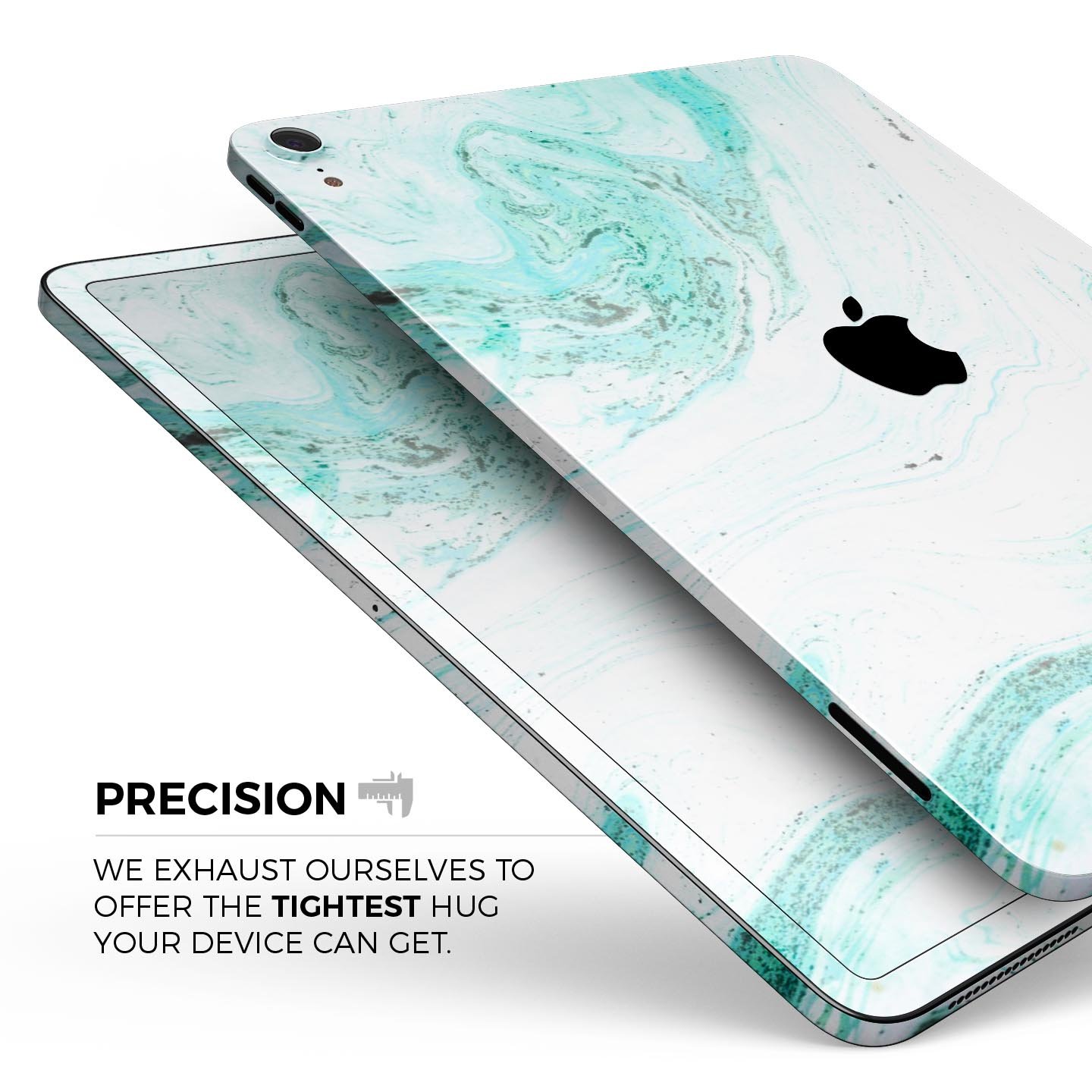 Teal v4 Textured Marble skin decal for Apple iPad Pro, showcasing a stylish marble design with a smooth finish.