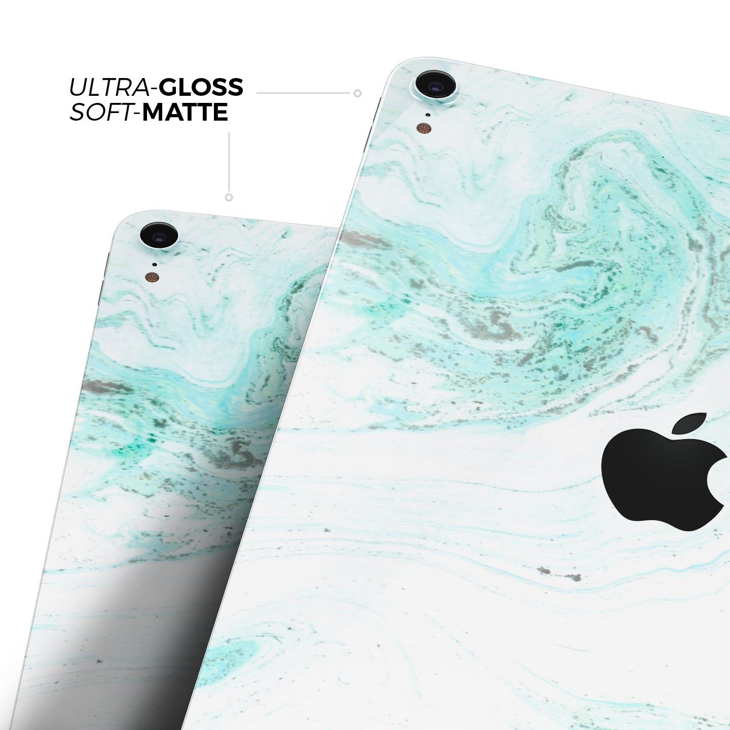 Teal v4 Textured Marble skin decal for Apple iPad Pro, showcasing a stylish marble design with a smooth finish.