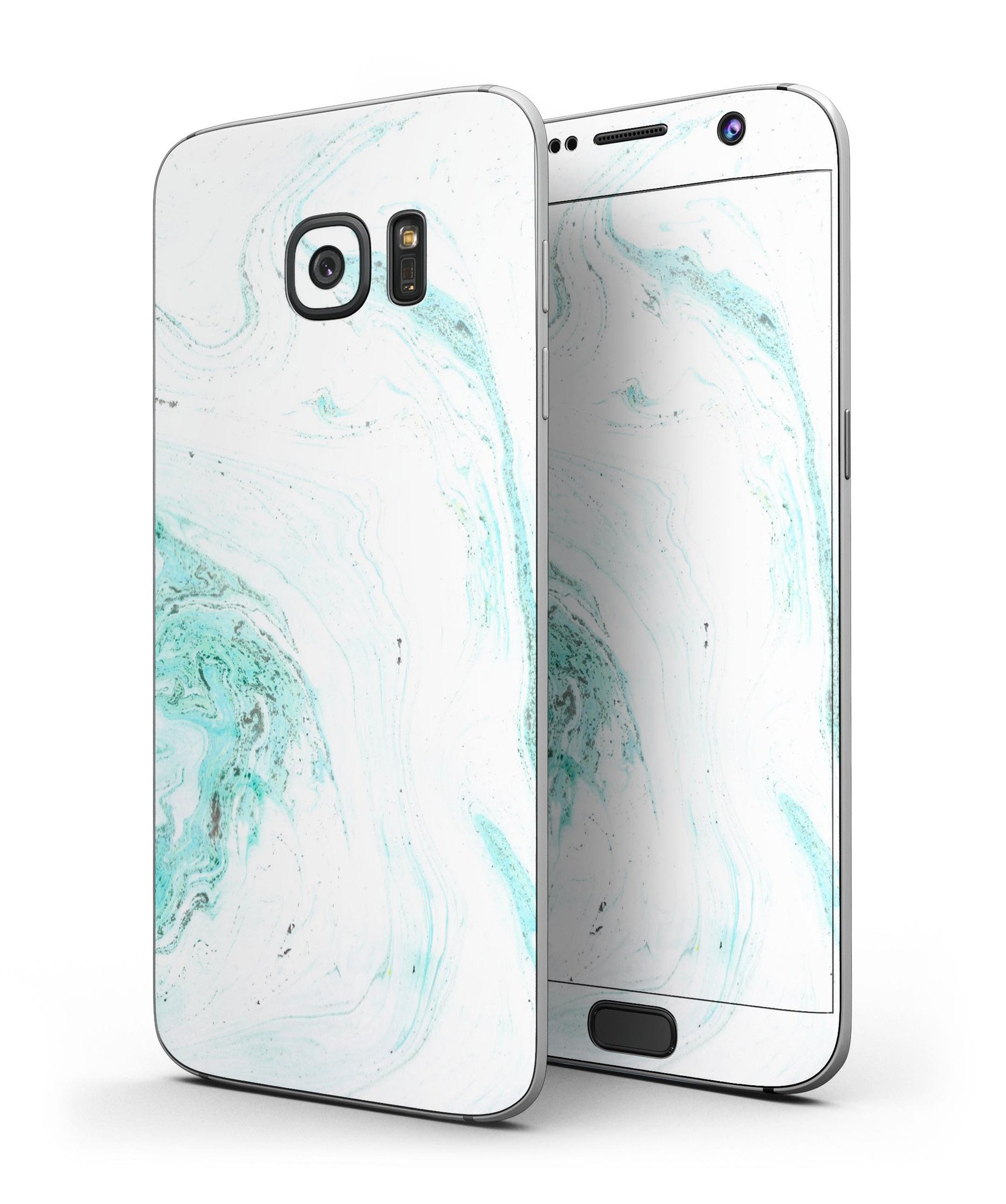 Teal v4 Textured Marble Full Body Skin-Kit for Samsung Galaxy S7, showcasing its stylish design and premium vinyl material.