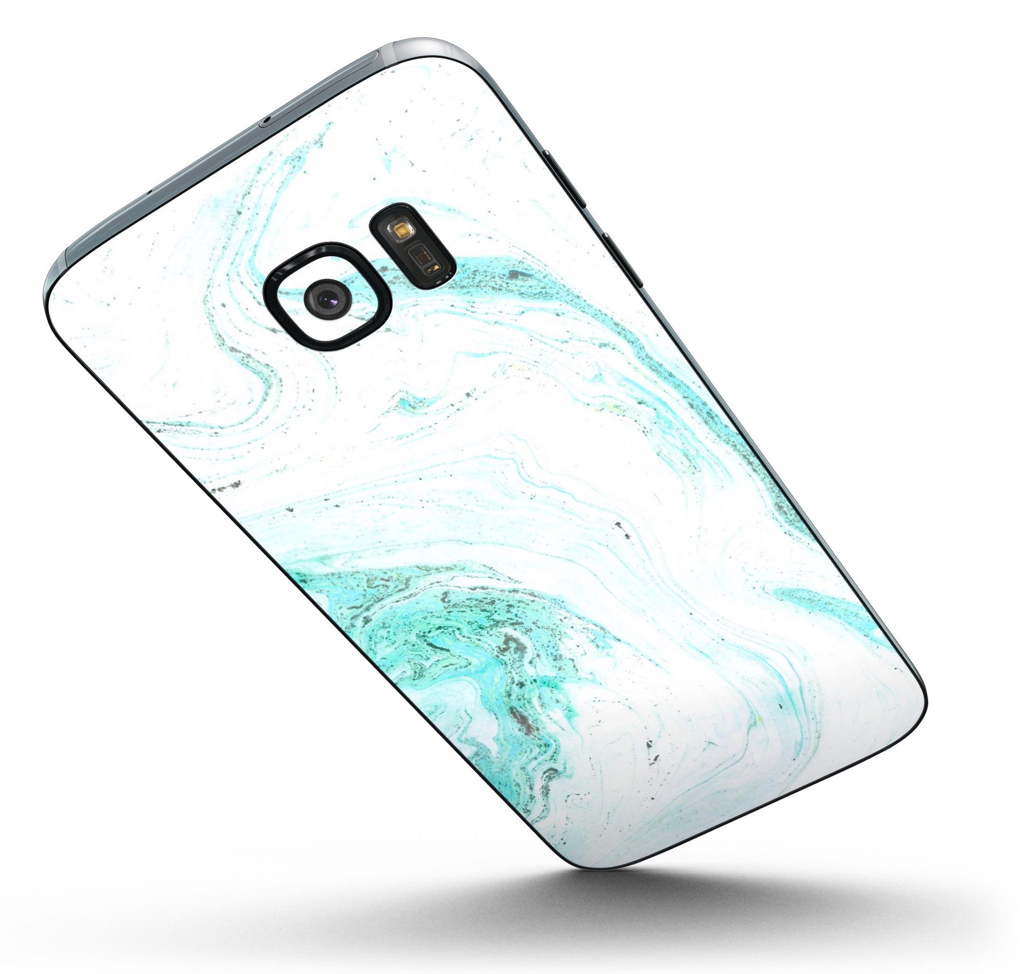 Teal v4 Textured Marble Full Body Skin-Kit for Samsung Galaxy S7, showcasing its stylish design and premium vinyl material.