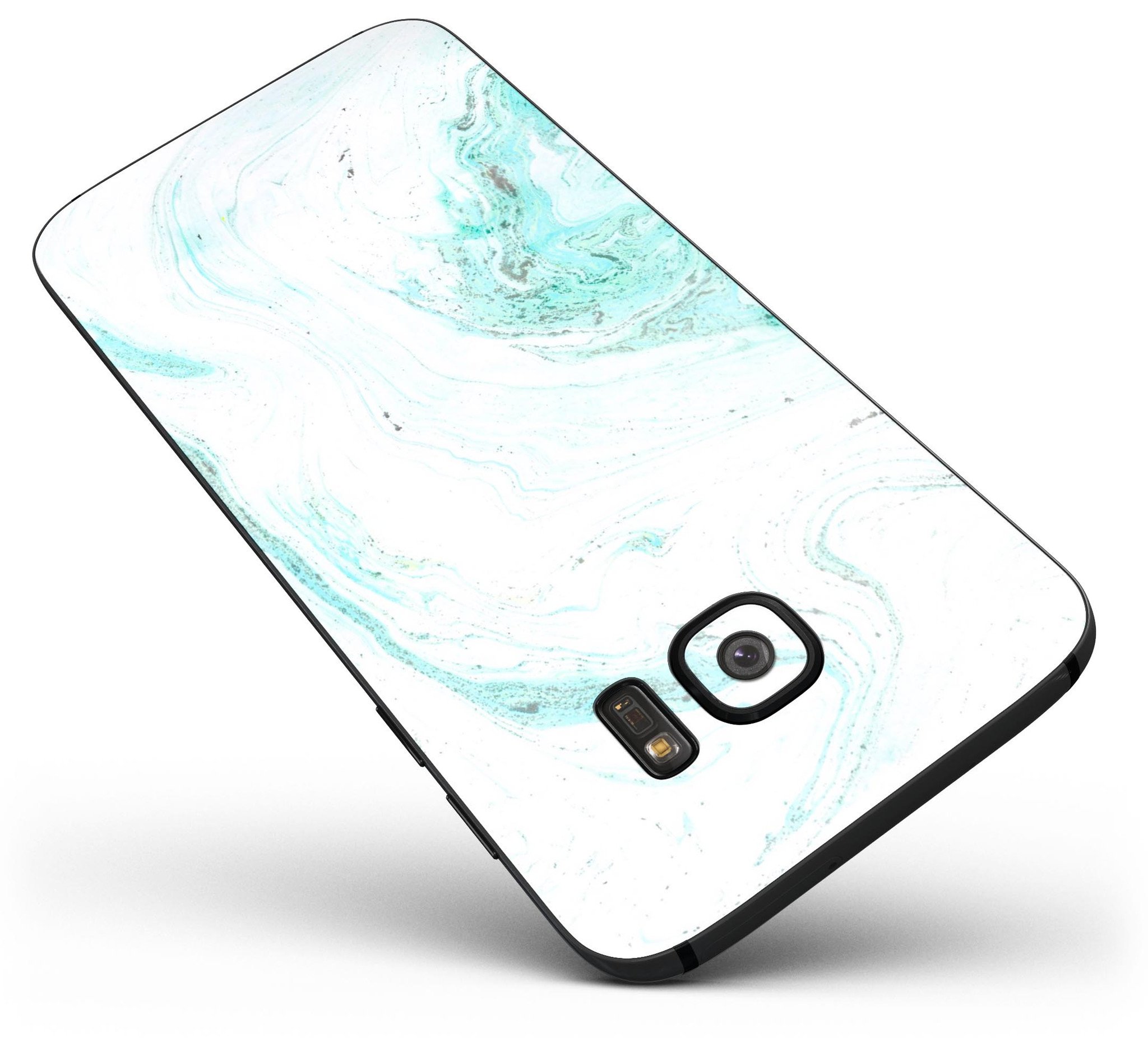 Teal v4 Textured Marble Full Body Skin-Kit for Samsung Galaxy S7, showcasing its stylish design and premium vinyl material.