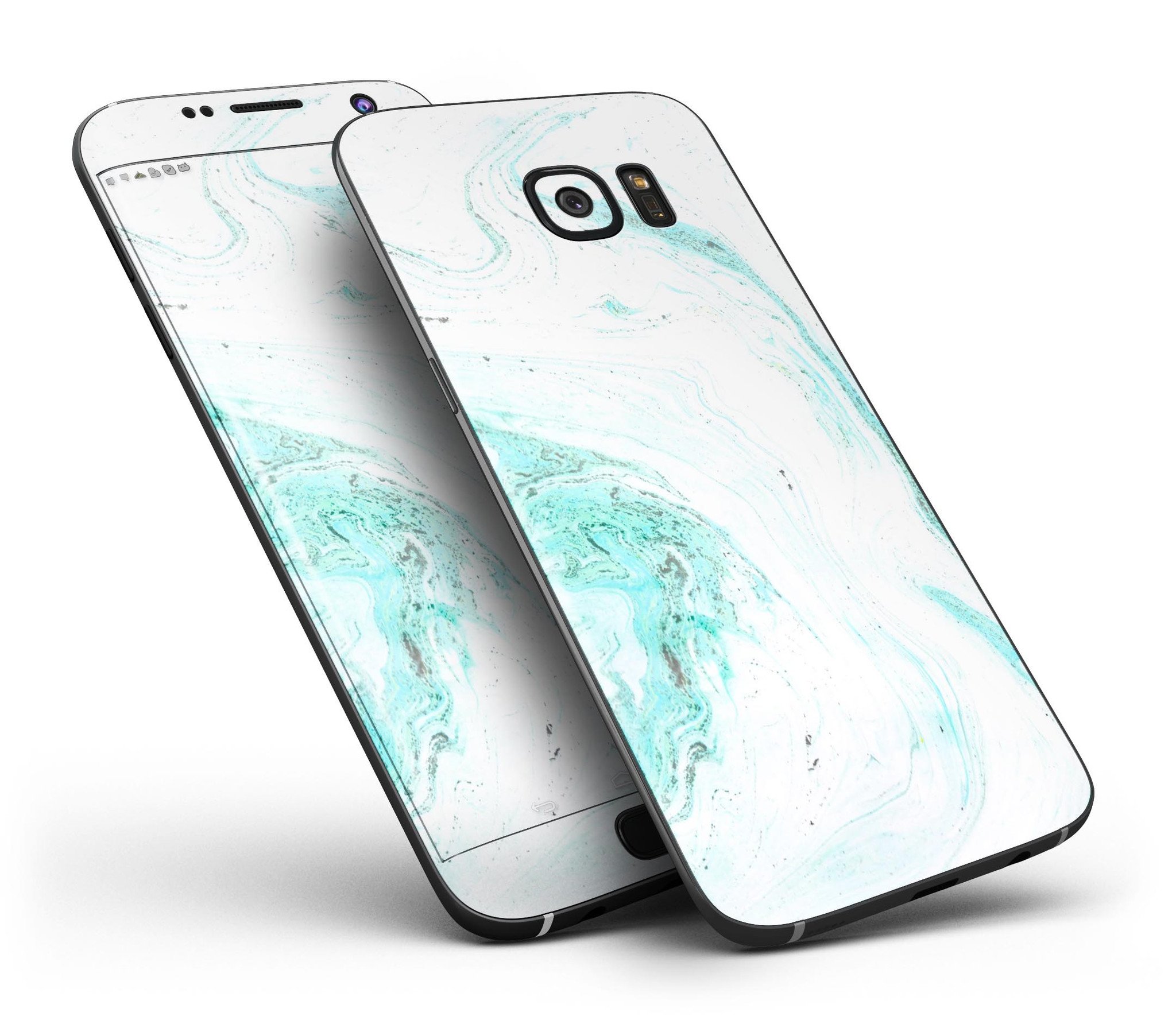 Teal v4 Textured Marble Full Body Skin-Kit for Samsung Galaxy S7, showcasing its stylish design and premium vinyl material.