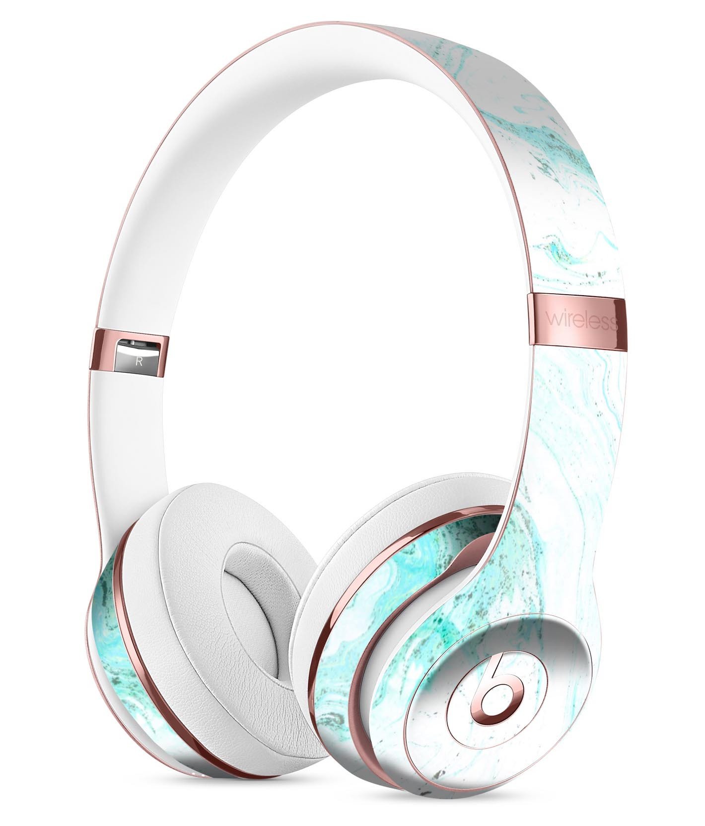 Teal v4 Textured Marble Full-Body Skin Kit for Beats by Dre Solo 3, showcasing a stylish design and premium vinyl material.