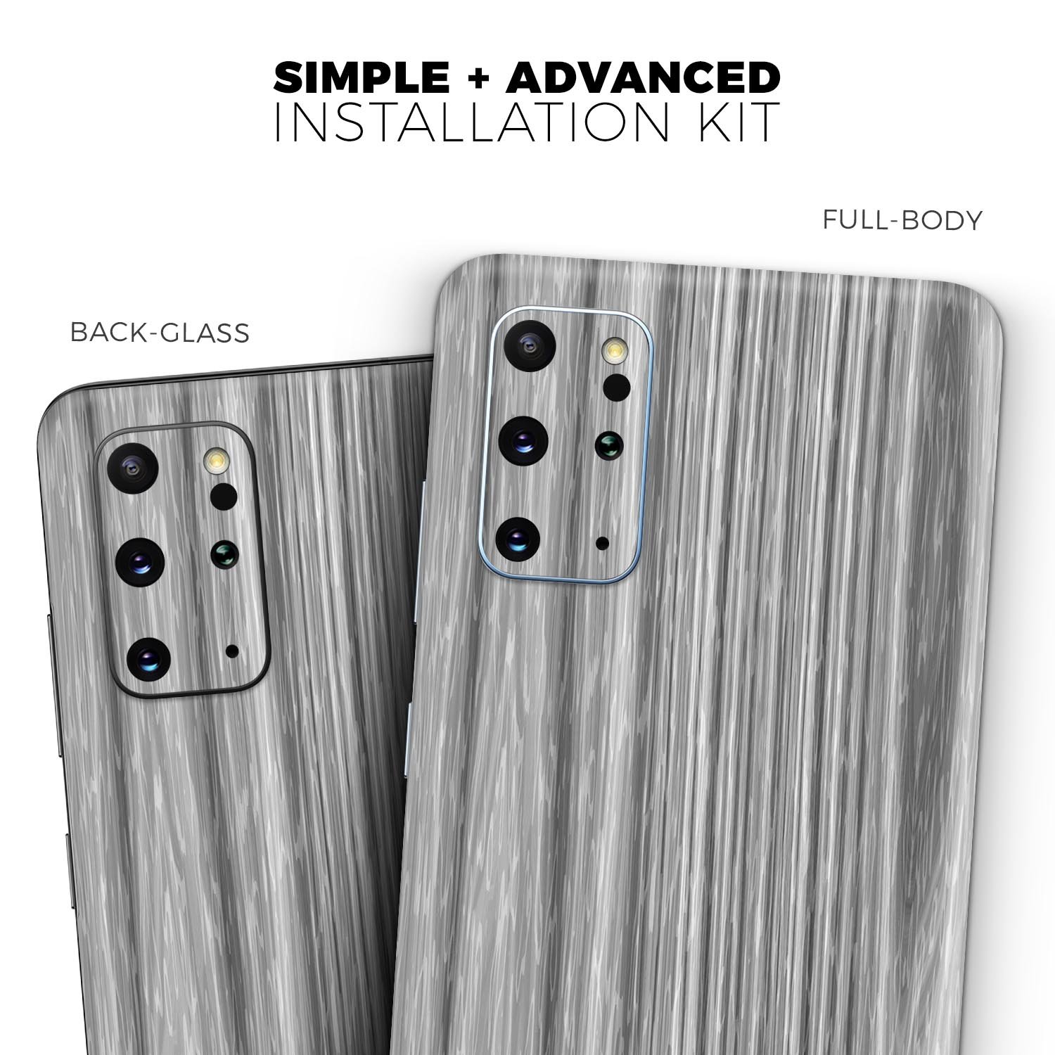 Textured Gray Dyed Surface Skin-Kit for Samsung Galaxy S-Series, showcasing a sleek design and premium vinyl material.