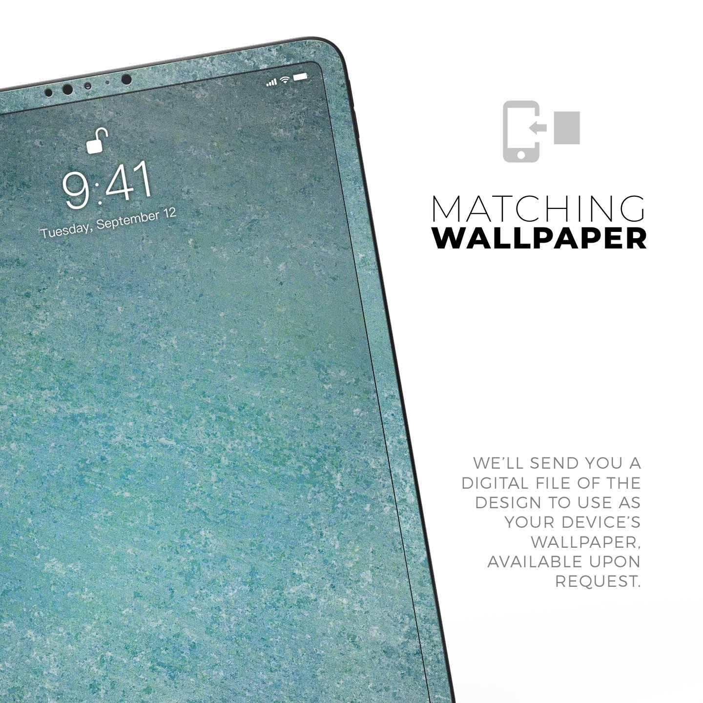 Textured teal surface skin decal for Apple iPad Pro, showcasing its premium quality and design.