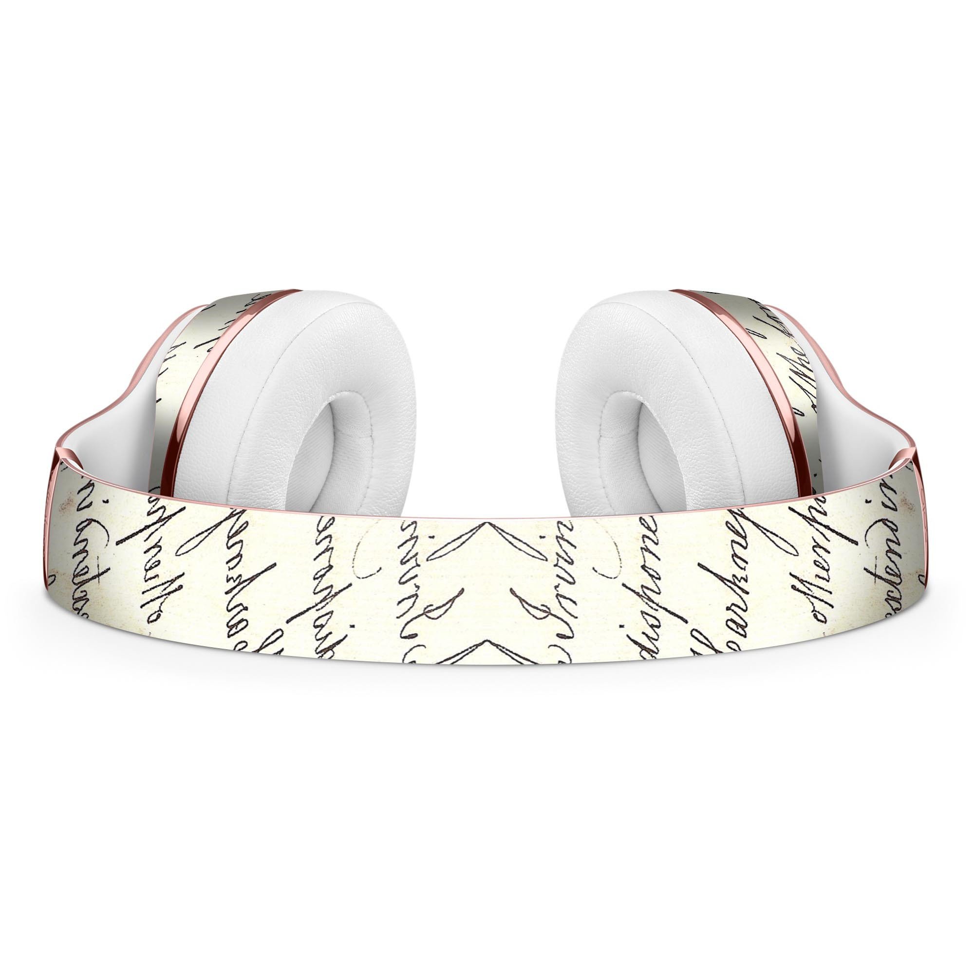 18th Century Script Pattern Skin Kit for Beats by Dre Solo 3 Wireless Headphones, showcasing elegant design and premium vinyl material.