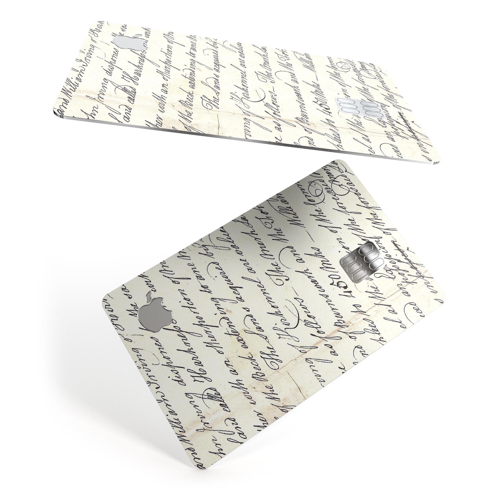 18th Century Script Pattern decal skin for Apple Card, showcasing premium vinyl design with a stylish finish.