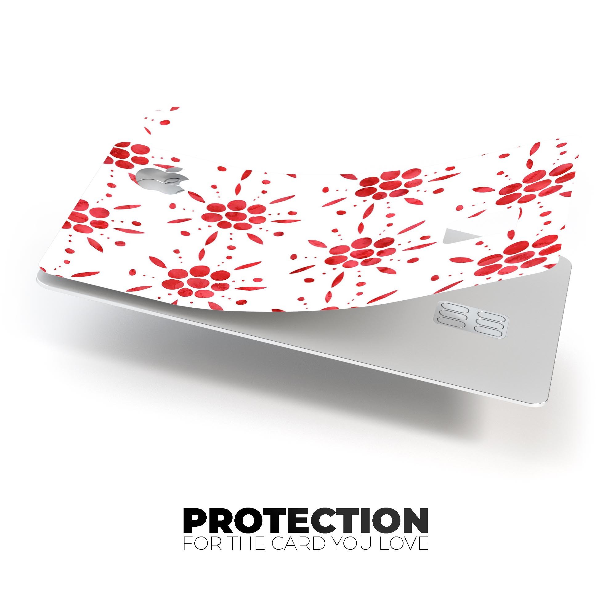 Abstract Red Flower Pedals decal skin for Apple Card, showcasing vibrant floral design and premium vinyl material.