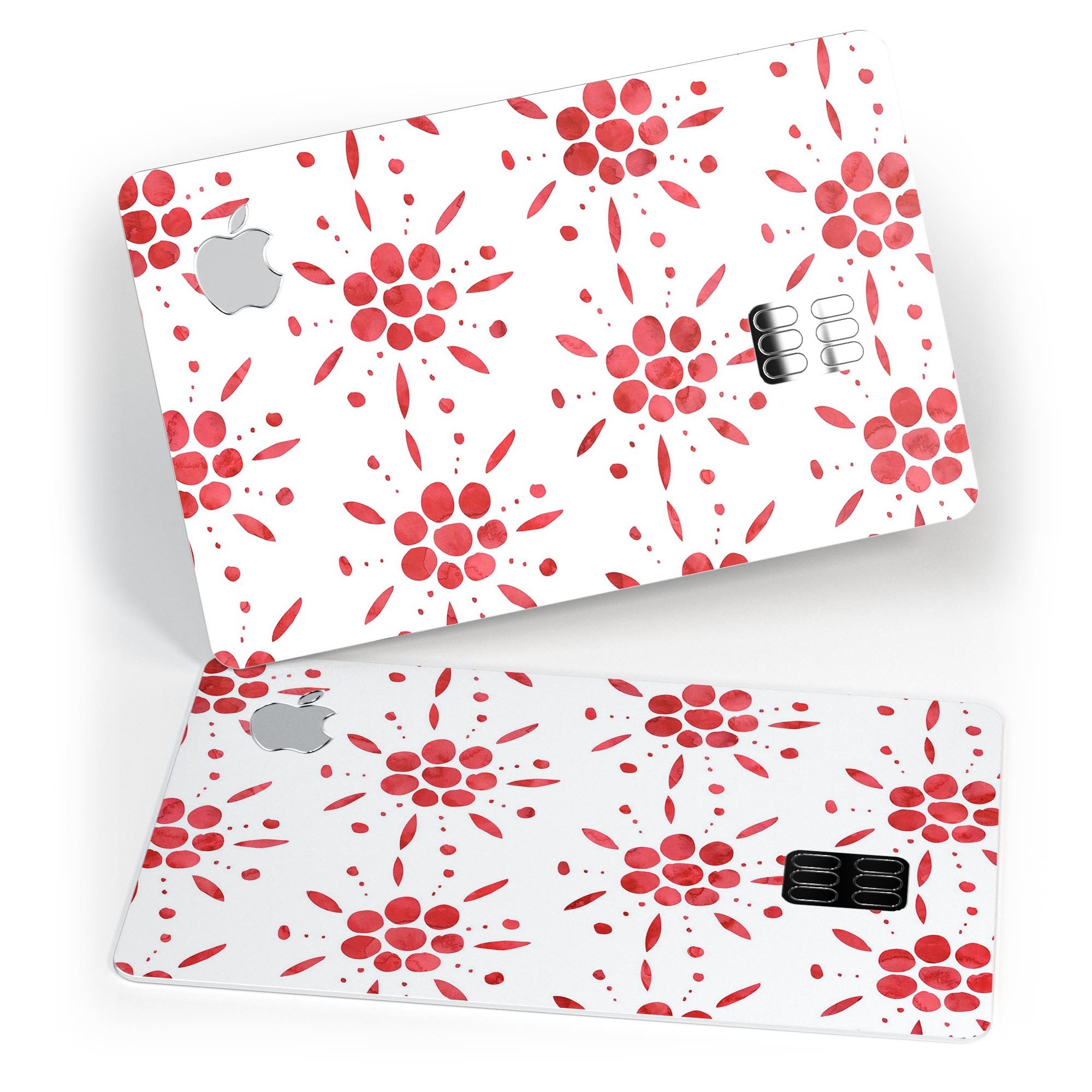 Abstract Red Flower Pedals decal skin for Apple Card, showcasing vibrant floral design and premium vinyl material.