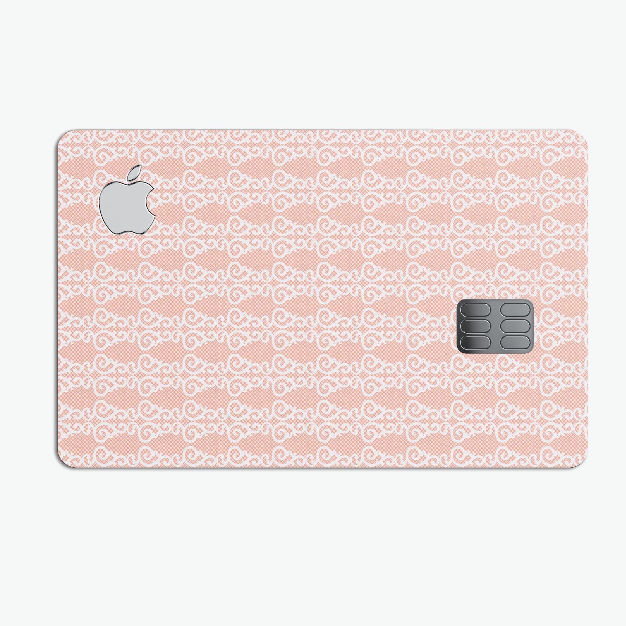 All Over Coral Royal Pattern skin-kit for Apple Card, showcasing vibrant coral design and premium vinyl material.