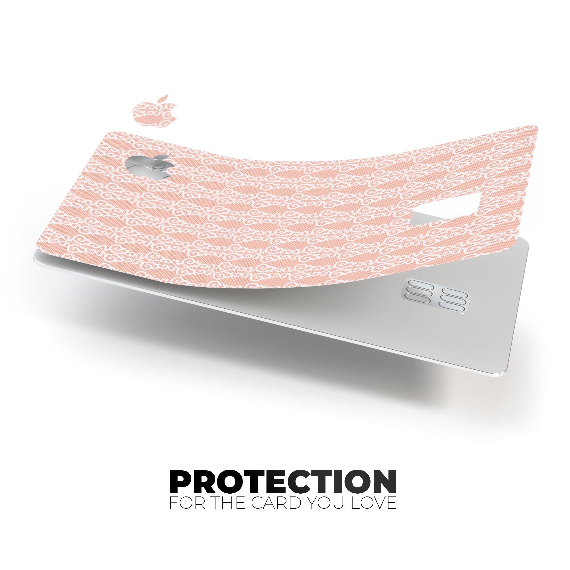 All Over Coral Royal Pattern skin-kit for Apple Card, showcasing vibrant coral design and premium vinyl material.