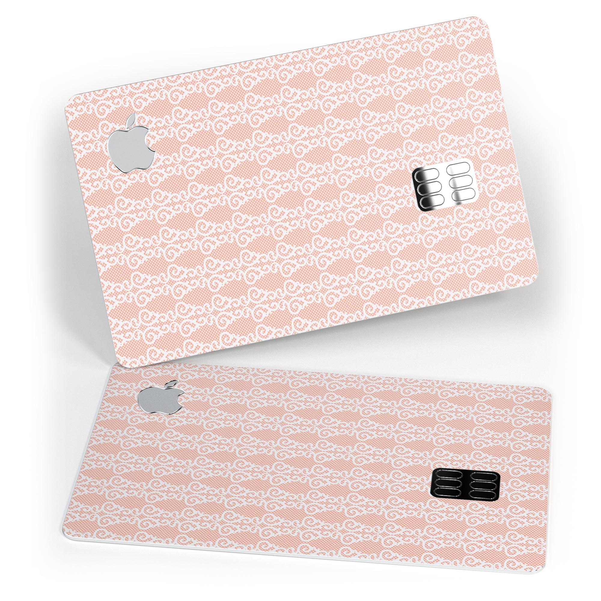 All Over Coral Royal Pattern skin-kit for Apple Card, showcasing vibrant coral design and premium vinyl material.