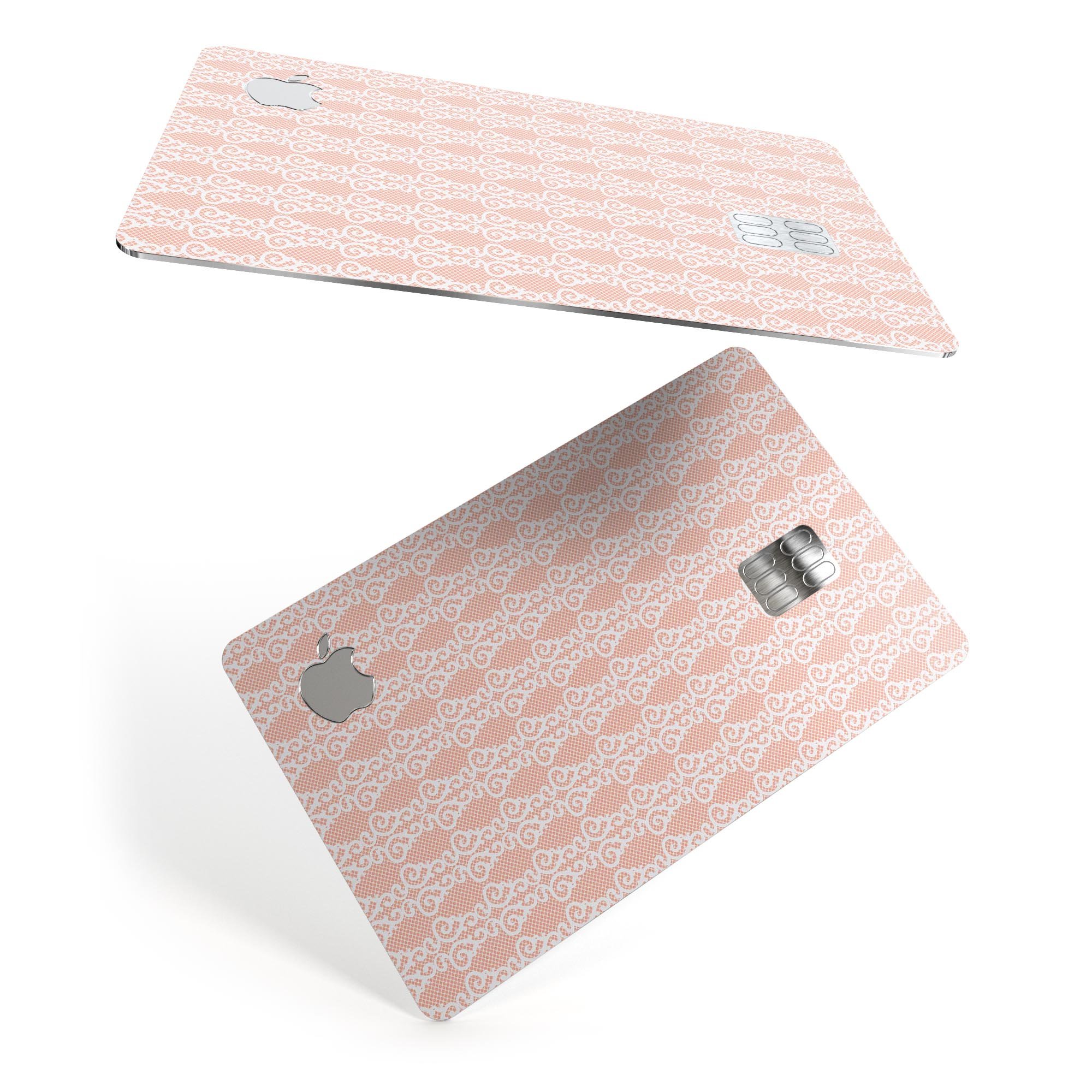 All Over Coral Royal Pattern skin-kit for Apple Card, showcasing vibrant coral design and premium vinyl material.