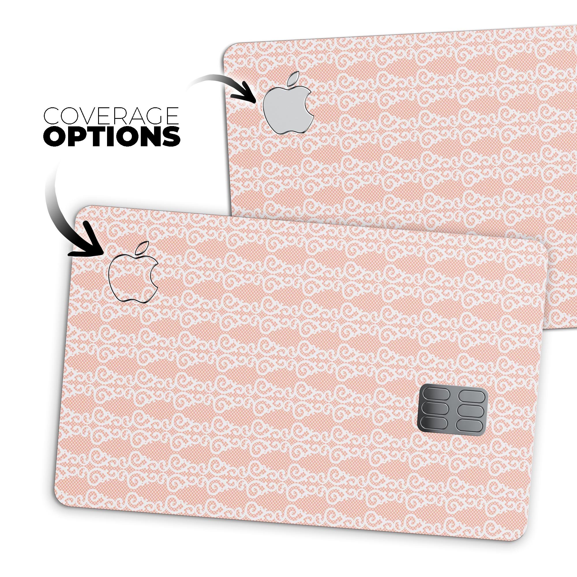 All Over Coral Royal Pattern skin-kit for Apple Card, showcasing vibrant coral design and premium vinyl material.