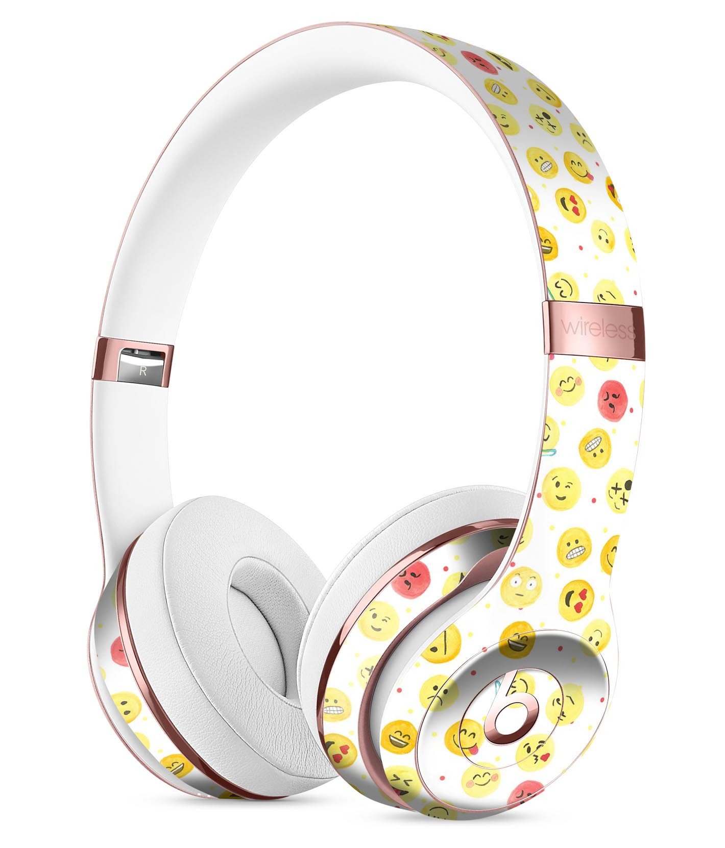 All Over Emoji Pattern Full-Body Skin Kit for Beats by Dre Solo 3 Wireless Headphones, showcasing vibrant emojis on a sleek vinyl surface.