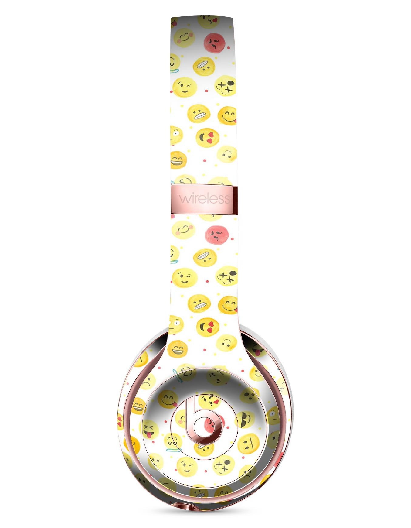 All Over Emoji Pattern Full-Body Skin Kit for Beats by Dre Solo 3 Wireless Headphones, showcasing vibrant emojis on a sleek vinyl surface.