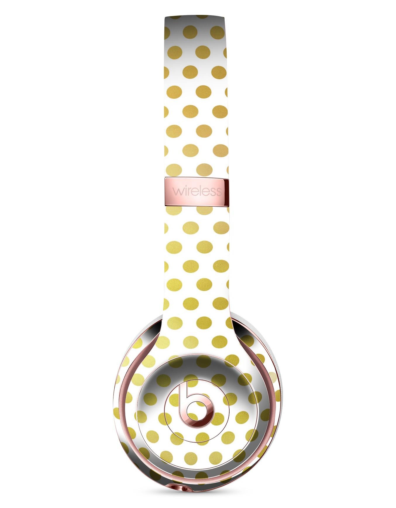 Stylish All Over Golden Dot Pattern Skin Kit for Beats by Dre Solo 3 Wireless Headphones, showcasing a vibrant design and precise fit.