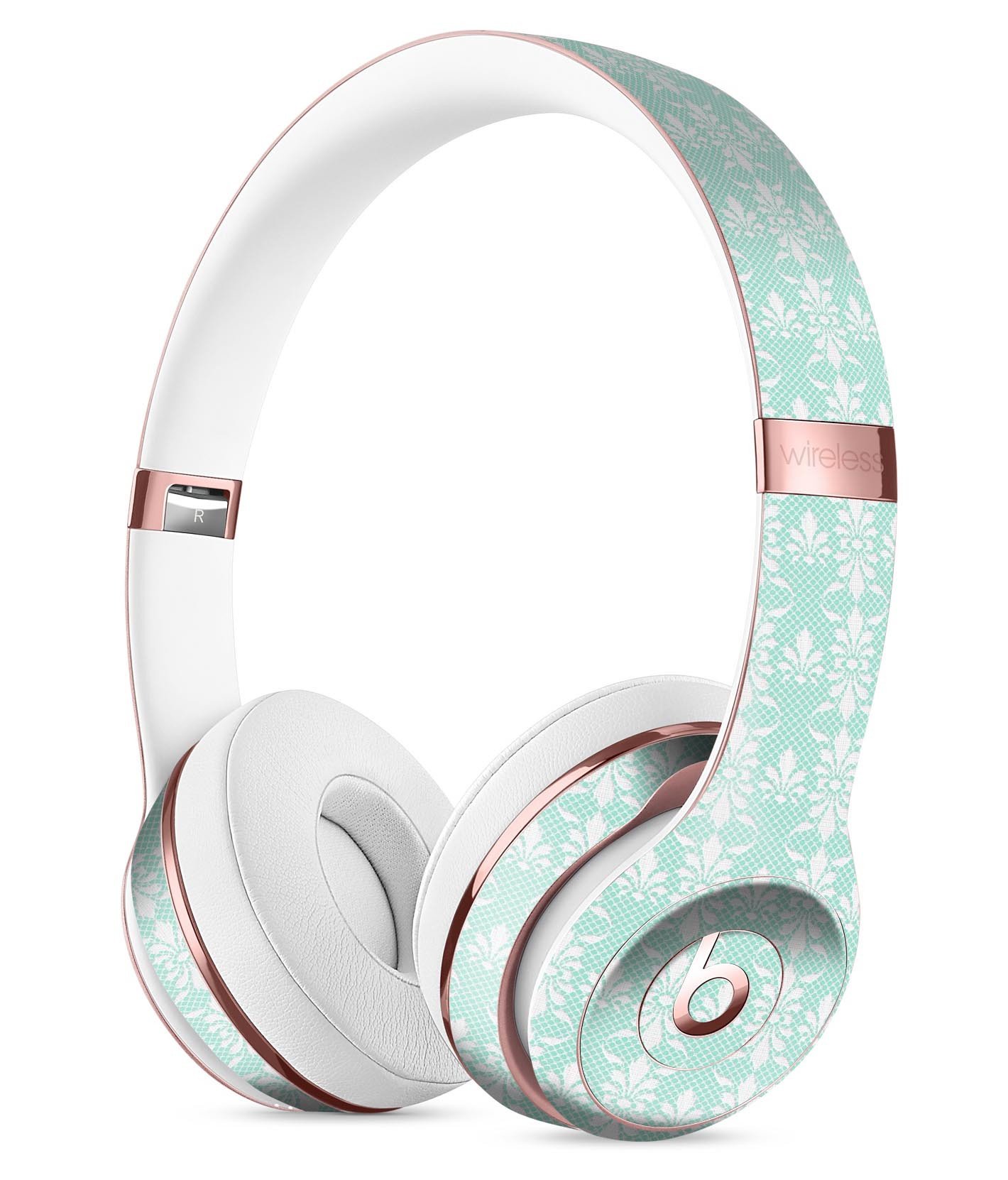 All Over Mint Luxury Design Skin Kit for Beats by Dre Solo 3 Wireless Headphones, showcasing a stylish mint pattern.