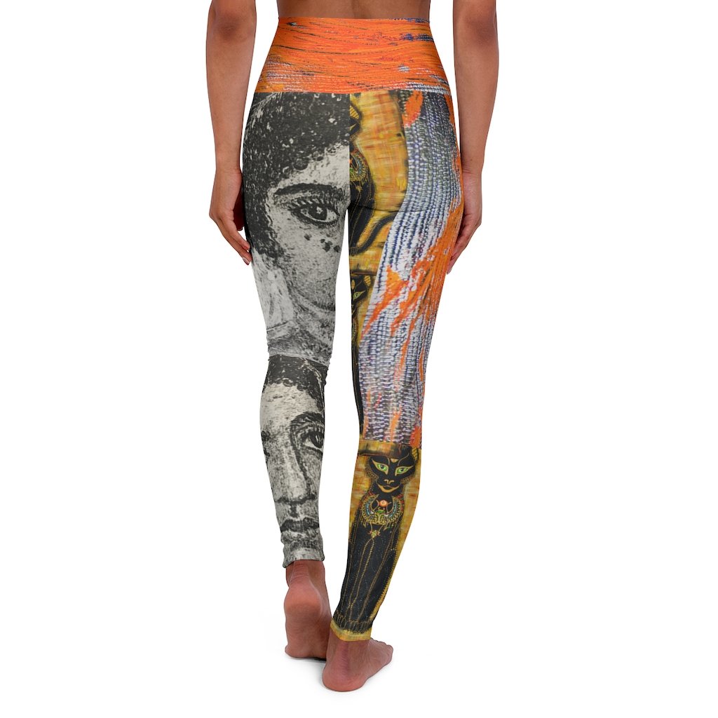 The Ancient Ones II High Waisted Yoga Leggings featuring original artwork with a high-waisted design and skinny fit, perfect for workouts and casual wear.