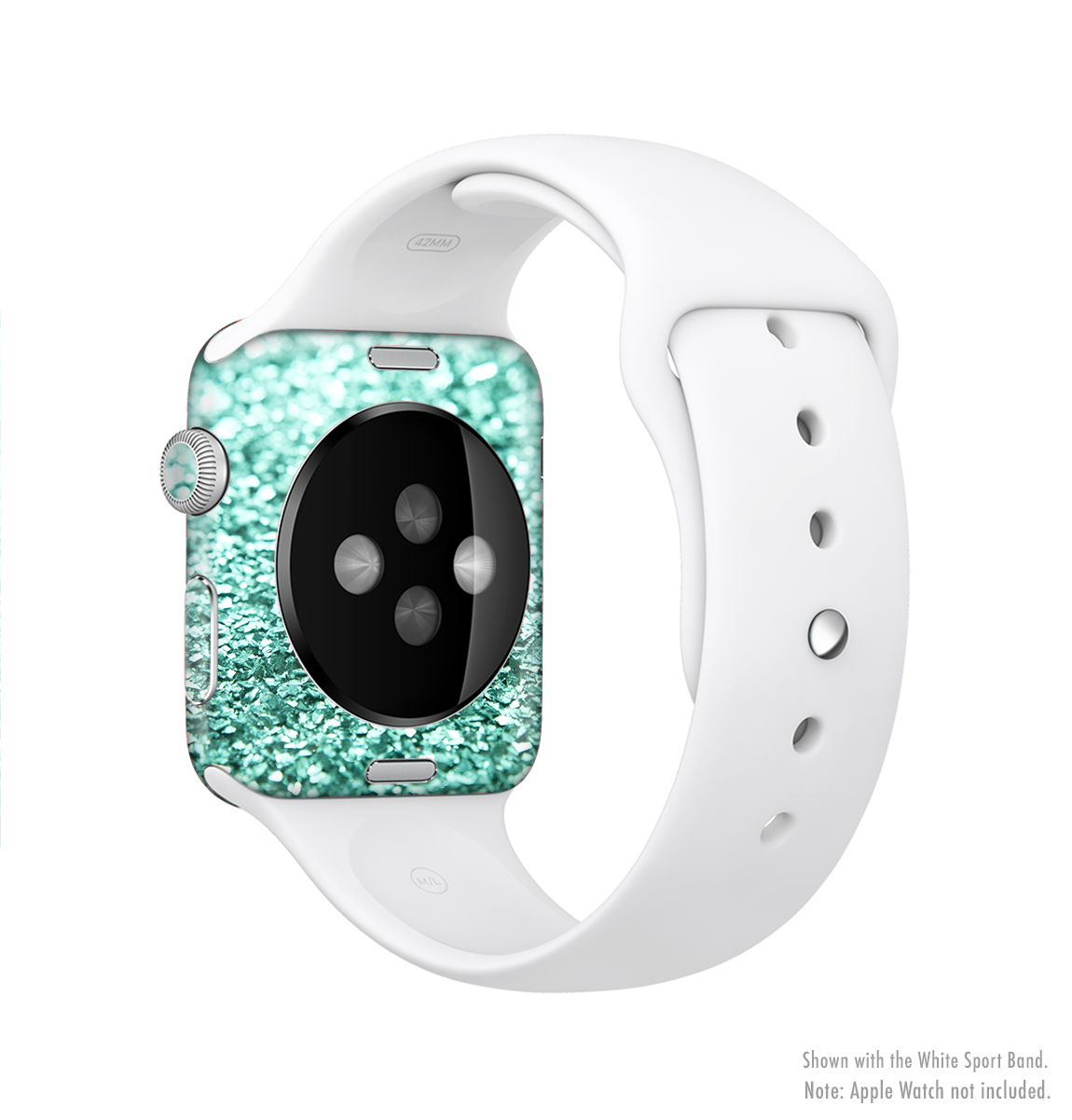 Aqua Green Glimmer Full-Body Skin Kit for Apple Watch, showcasing vibrant color and sleek design.