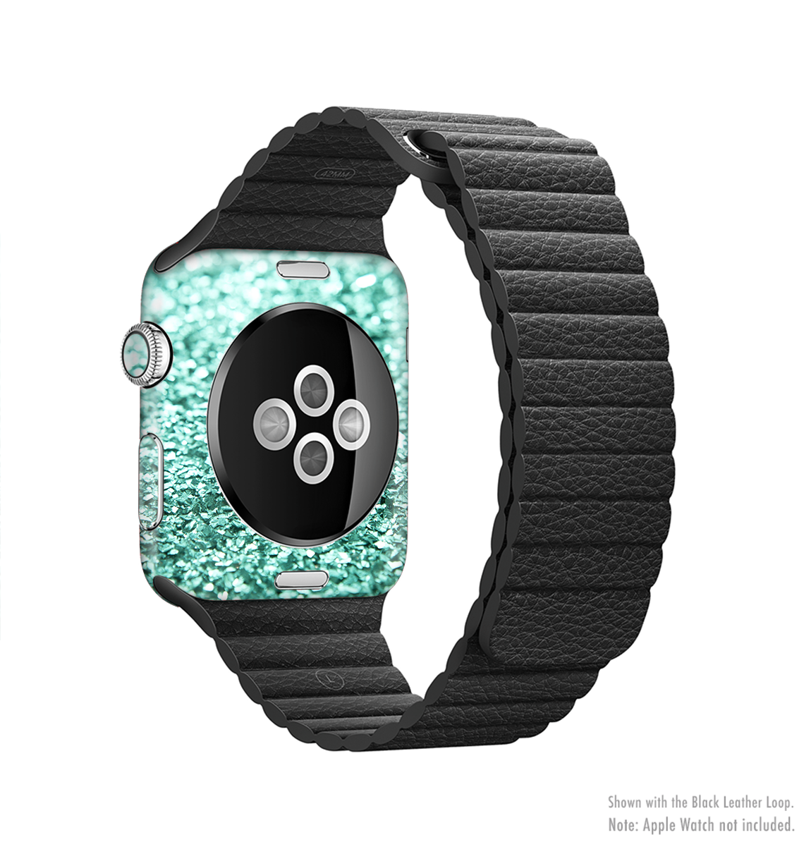 Aqua Green Glimmer Full-Body Skin Kit for Apple Watch, showcasing vibrant color and sleek design.