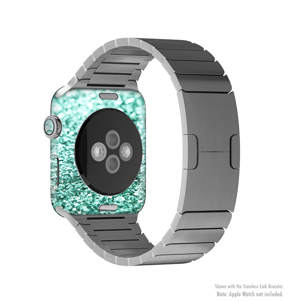 Aqua Green Glimmer Full-Body Skin Kit for Apple Watch, showcasing vibrant color and sleek design.