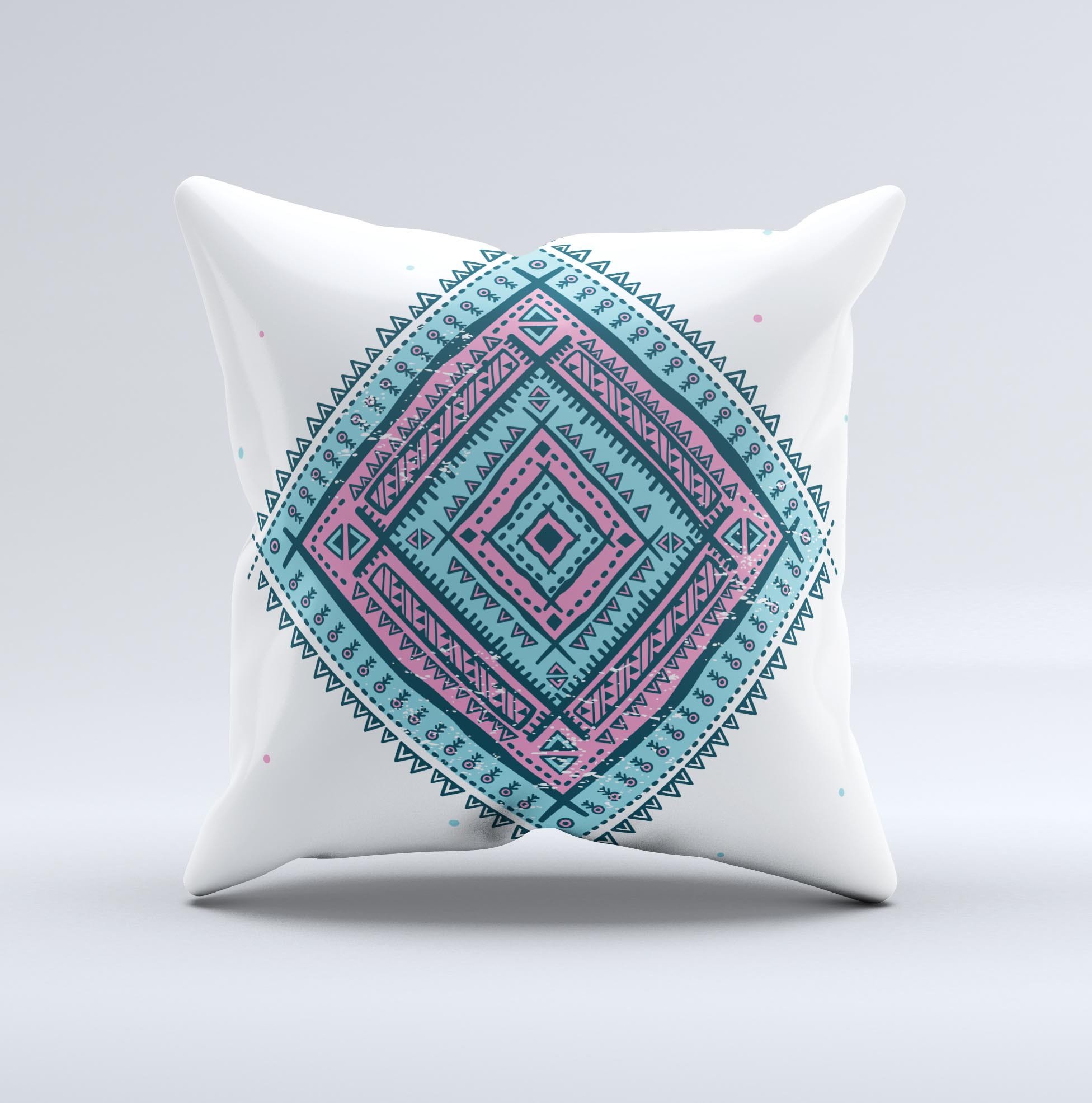 Aztec Diamond ink-Fuzed Decorative Throw Pillow featuring unique handmade design and high-quality fabric.