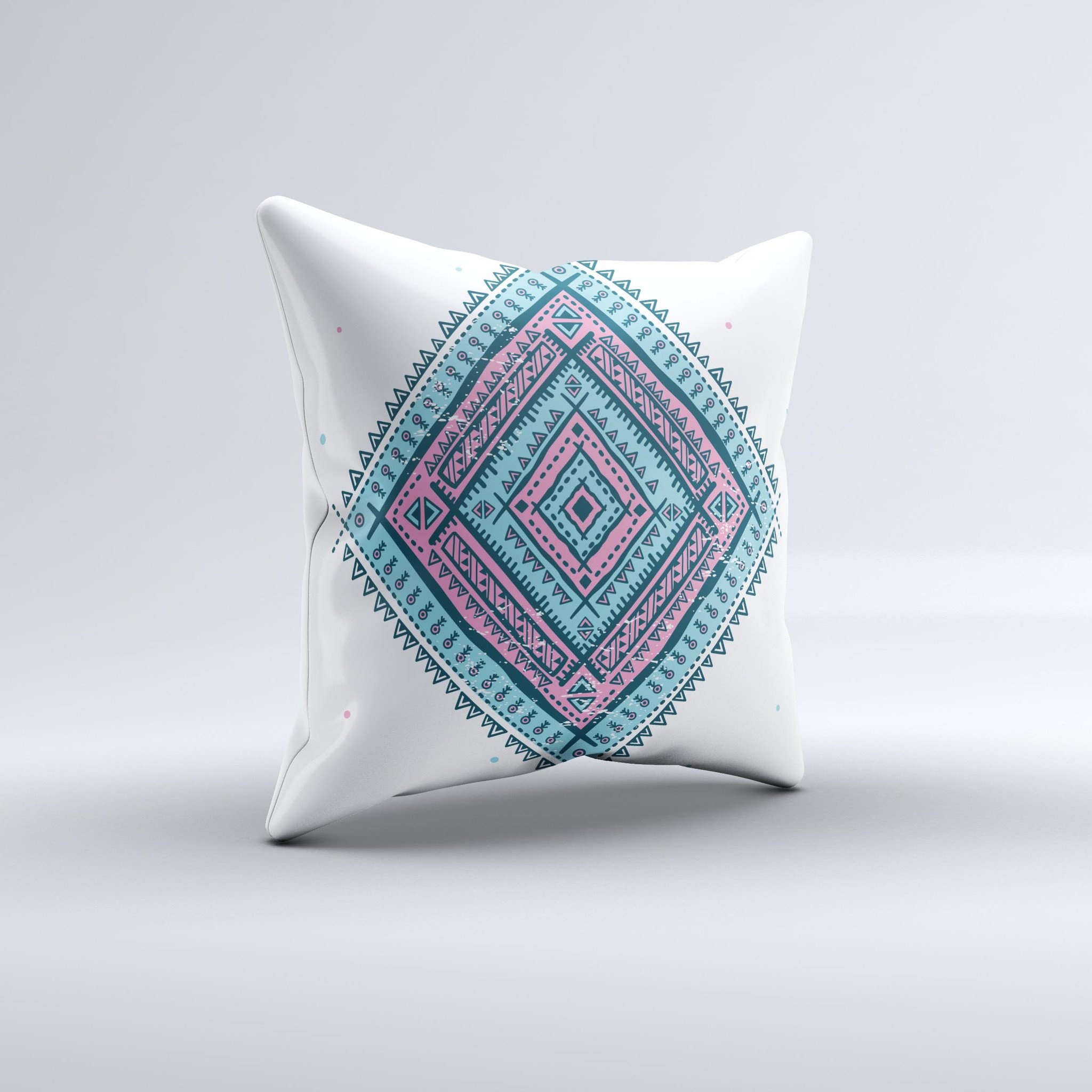 Aztec Diamond ink-Fuzed Decorative Throw Pillow featuring unique handmade design and high-quality fabric.